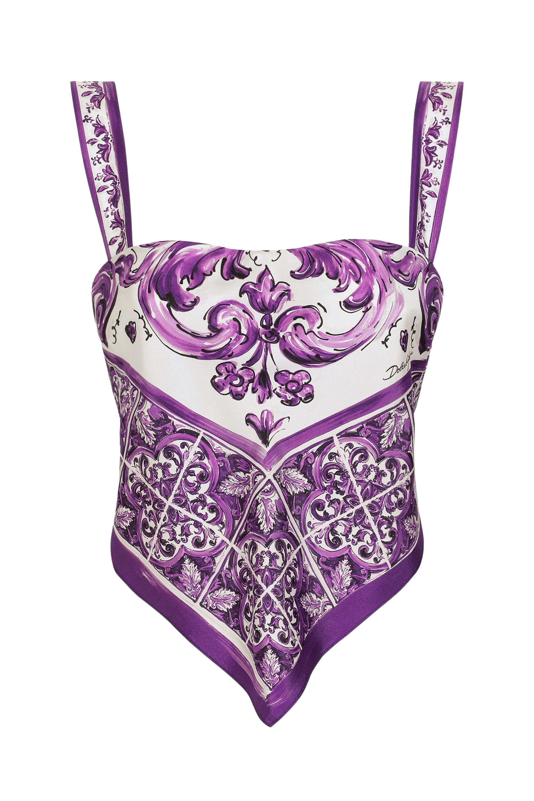 Majolica-Print Silk Top