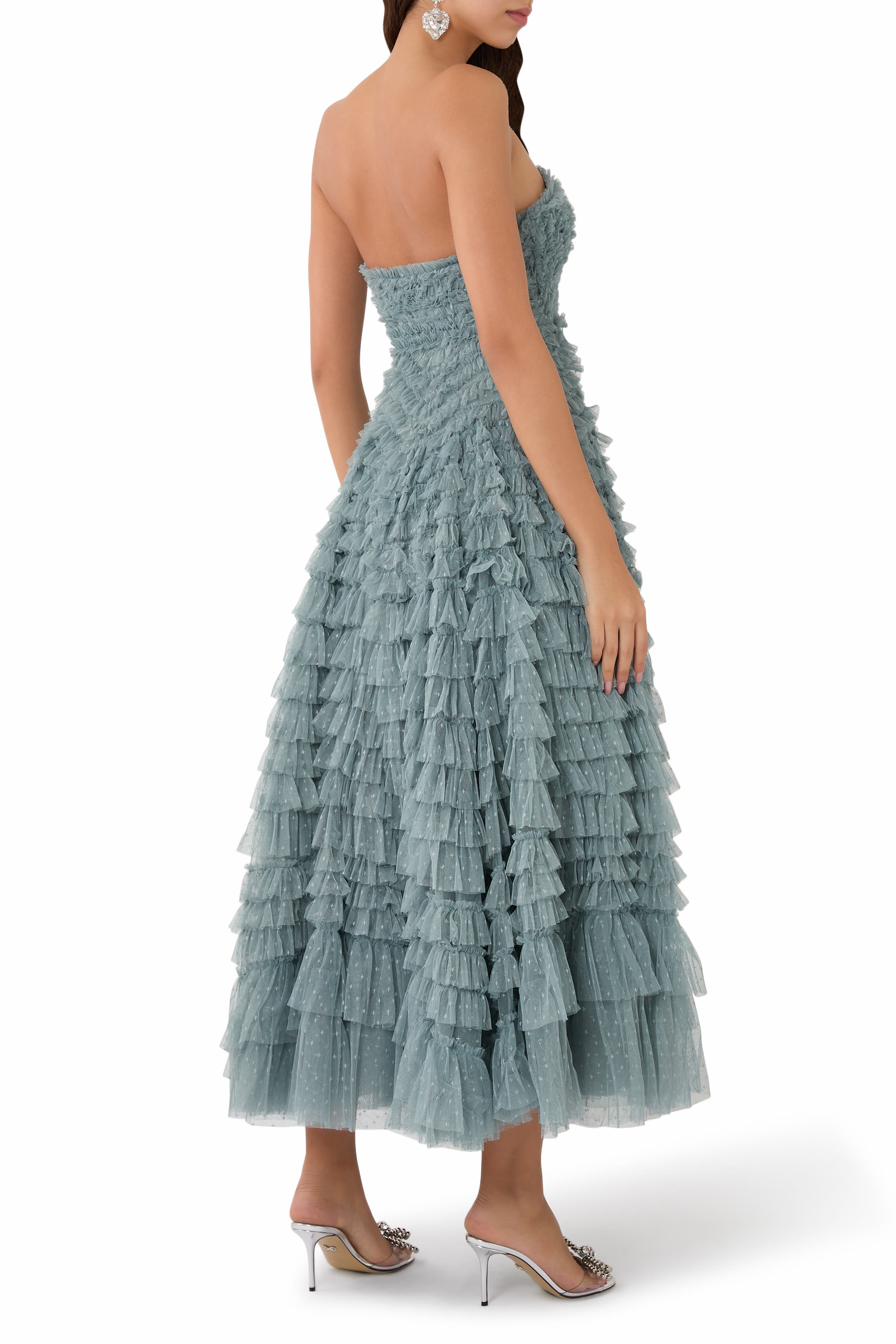 Hattie Ruffle Strapless Ankle Gown 