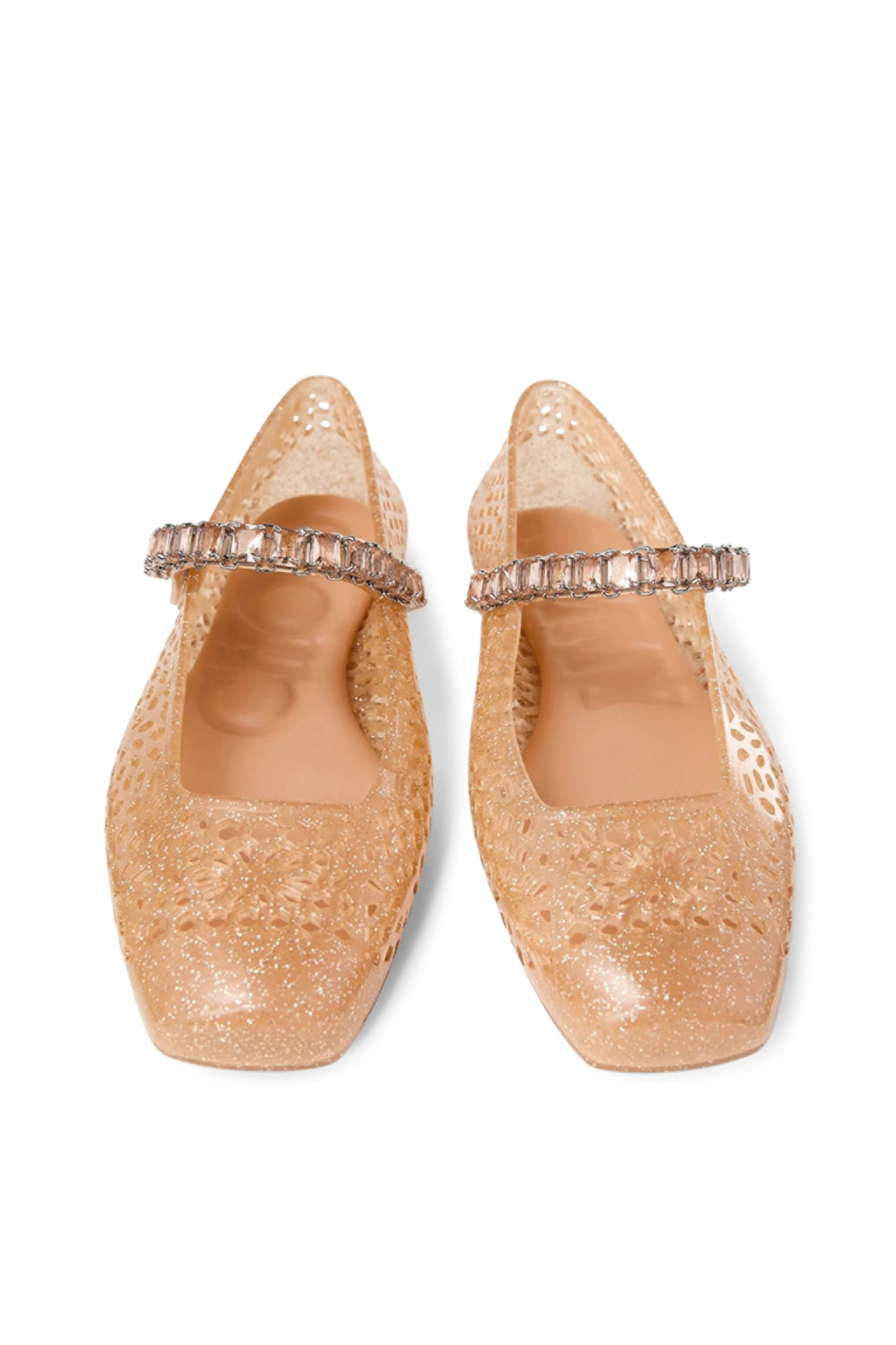 Jelly Ballerina Flats with Crystal Embellishment
