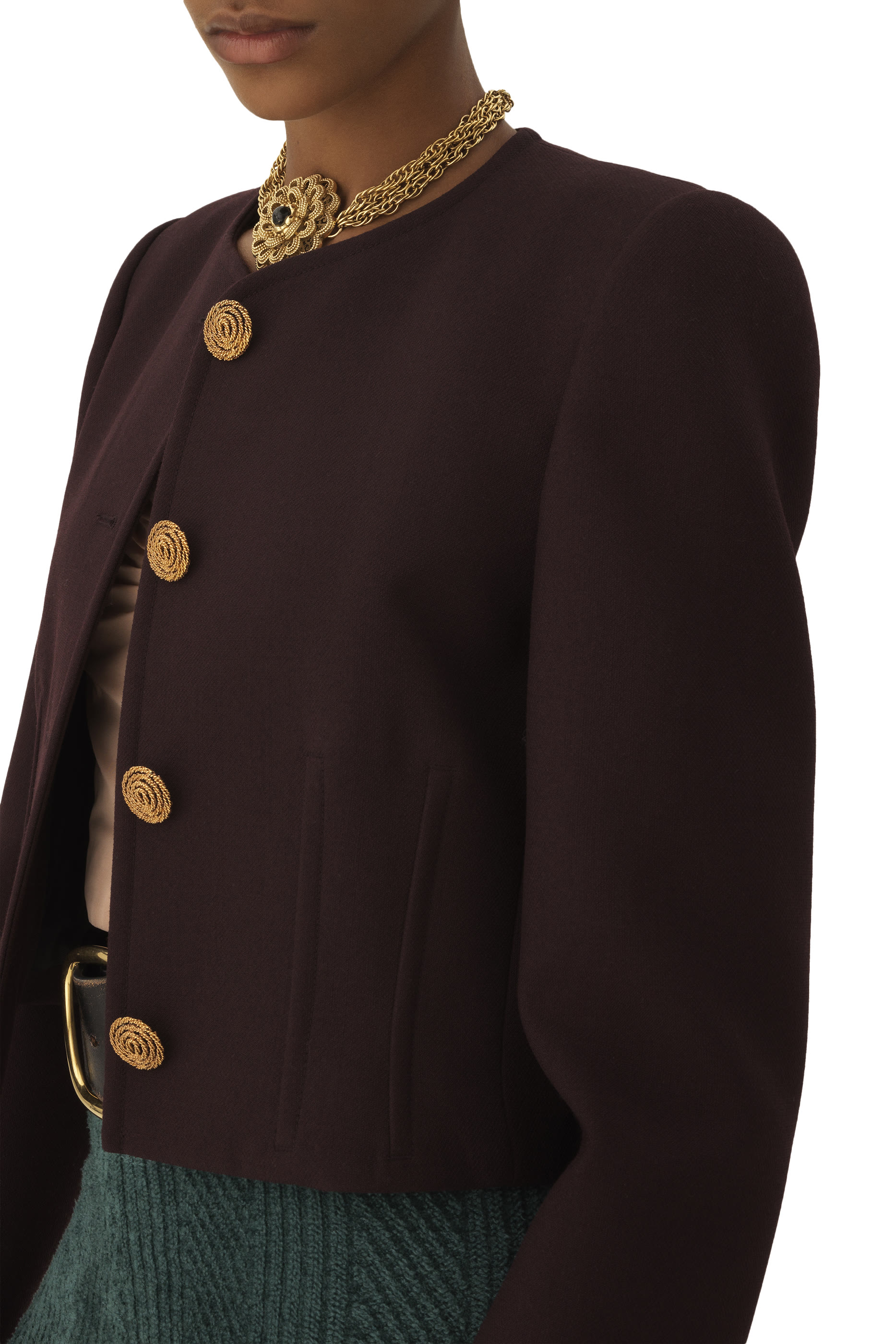 Collarless Crop Jacket