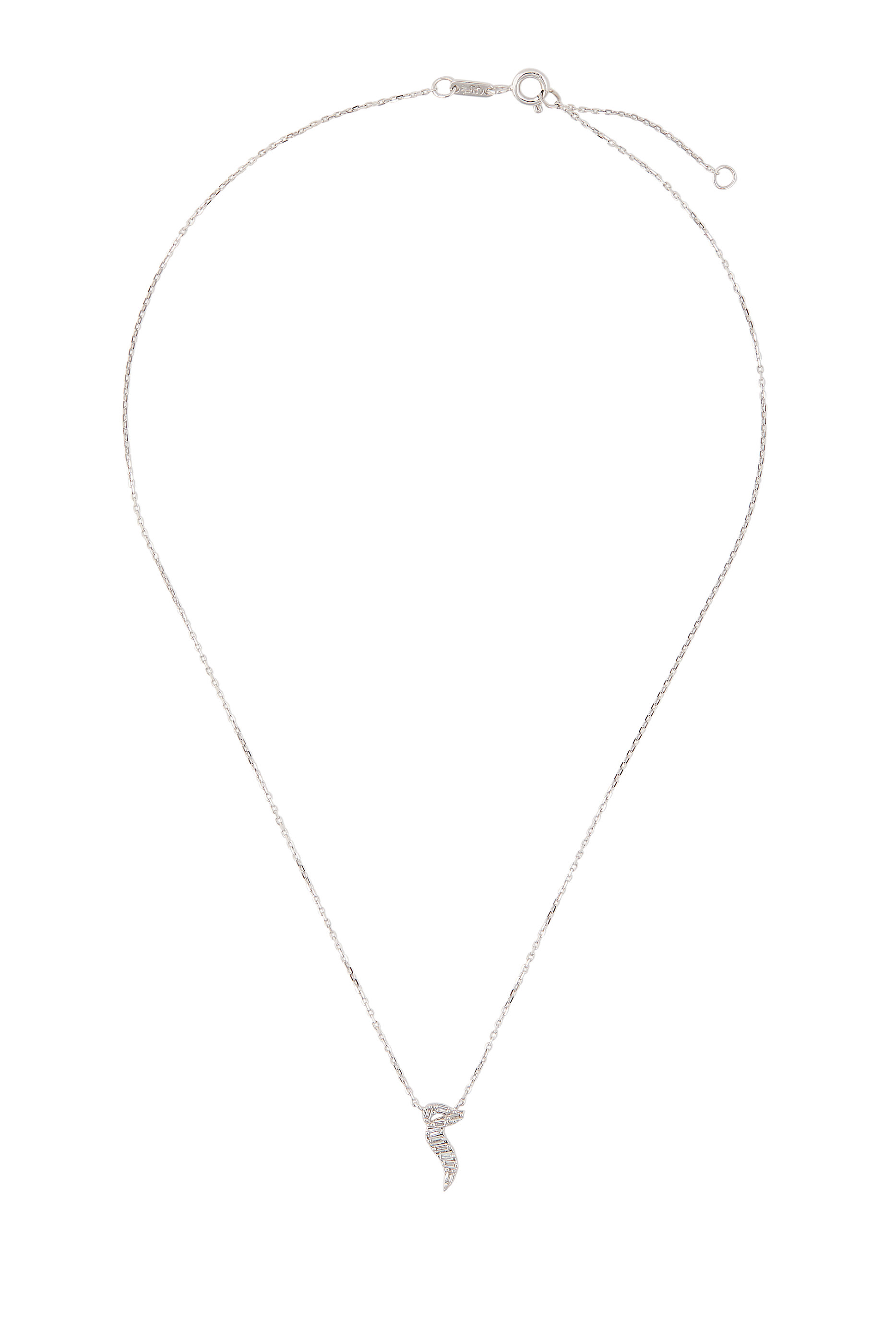 Oula Baguette Diamond Letter Chain Pendant, 18k White Gold & Diamonds