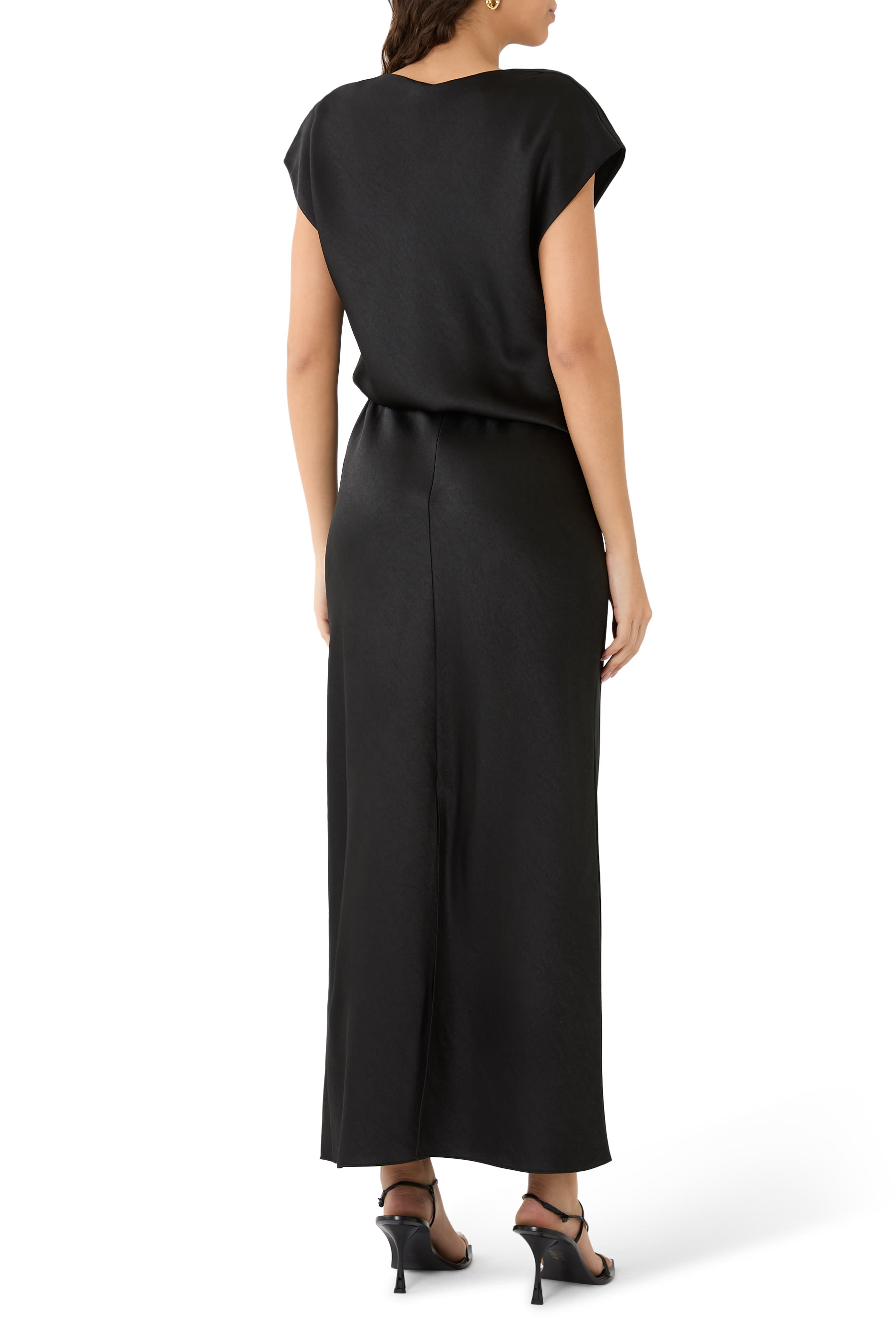 Draped Satin Cowl-Neck Dress 