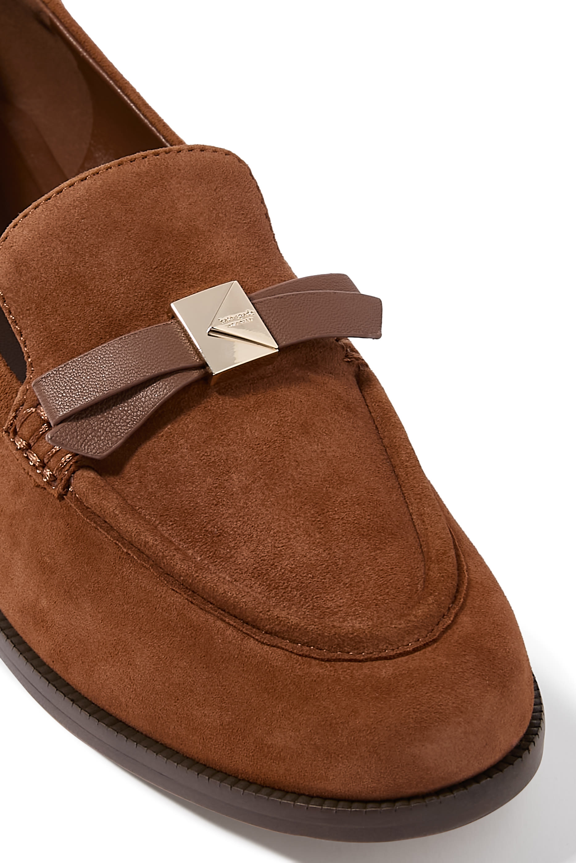 Deco Bow Suede Loafers