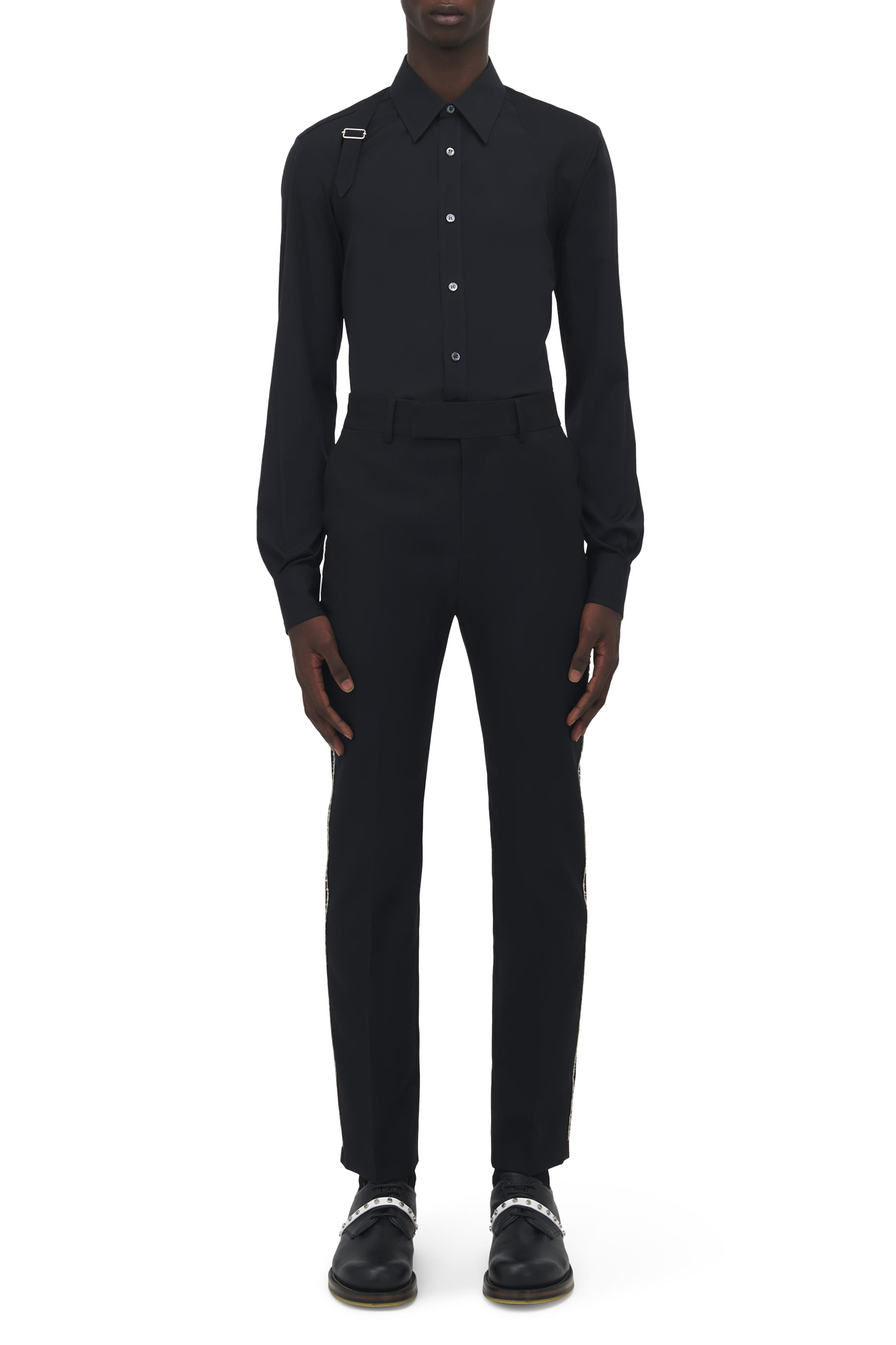 Raw Edge Canvas Cigarette Trousers