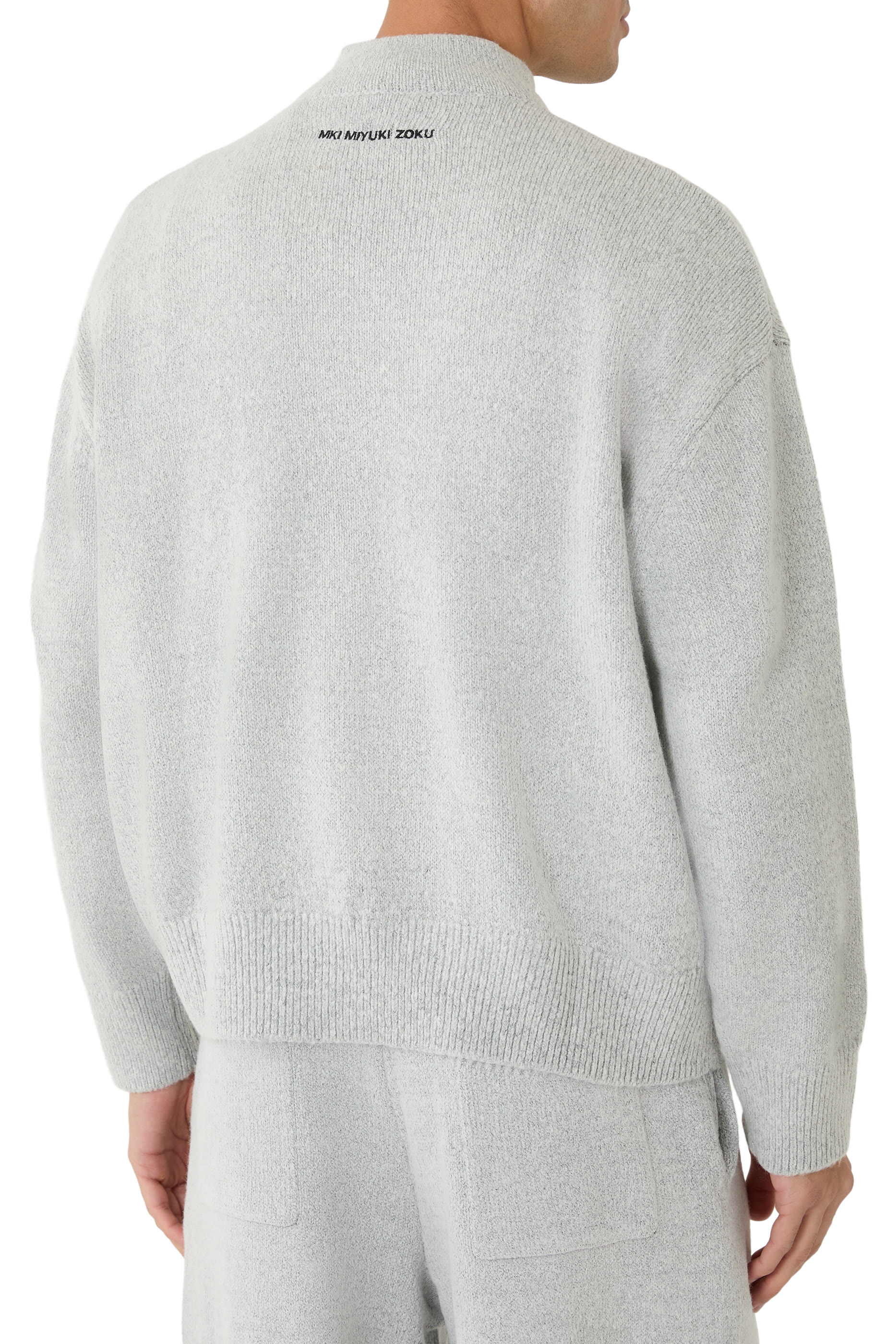 Mohair Blend Knit Track Jacket 