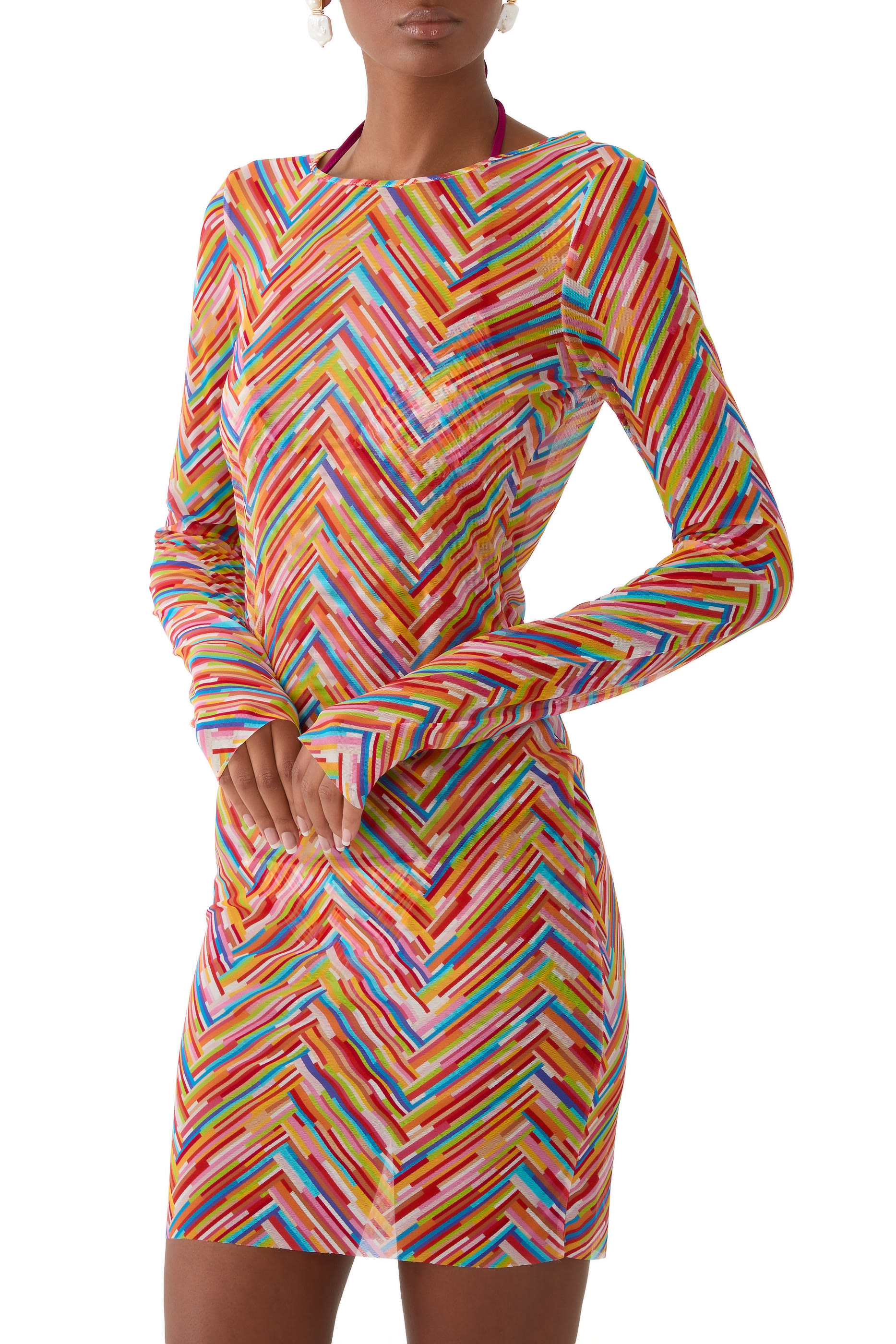 Mare Chevron Tulle Mini Dress