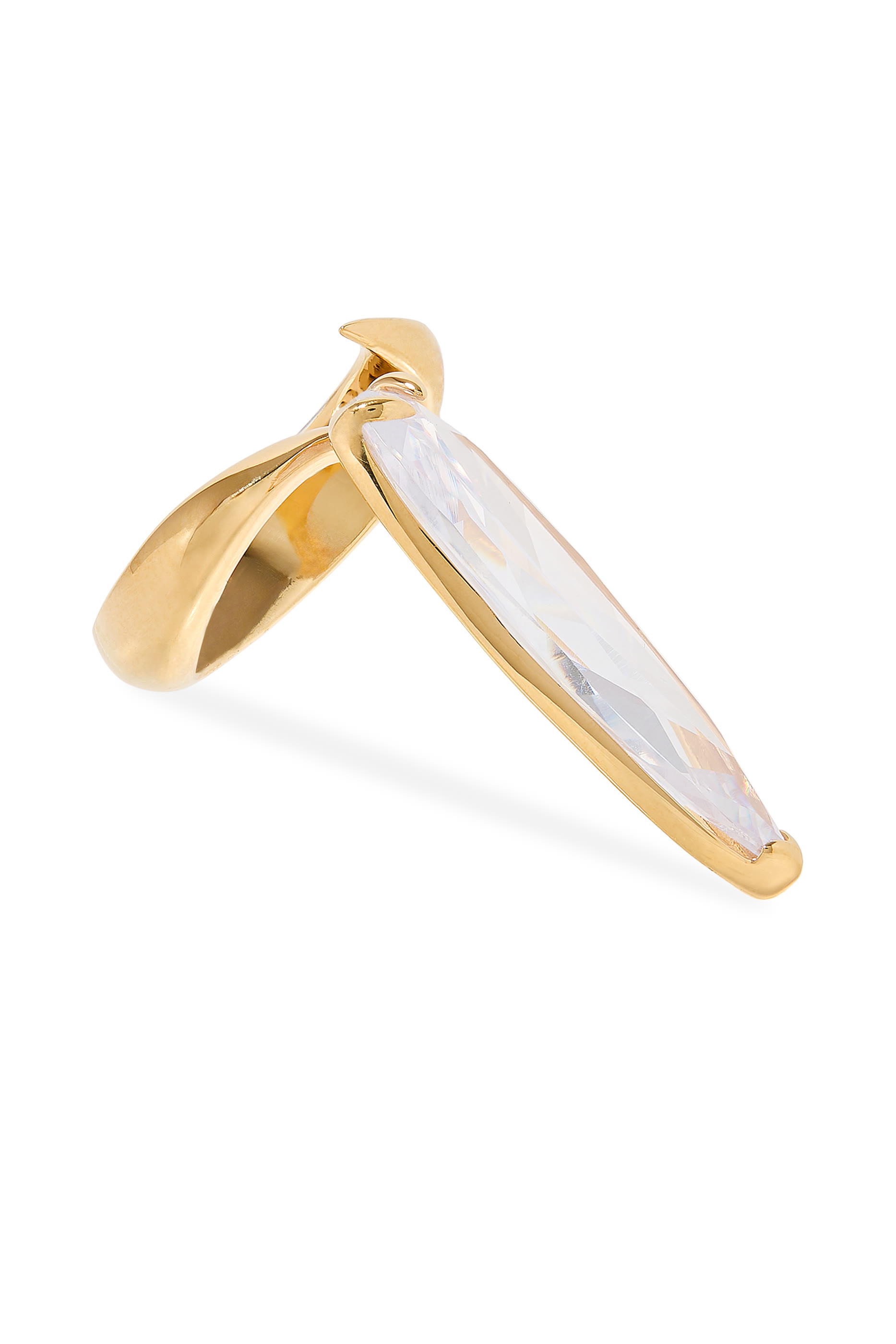 Clear Crystal Sharp Alien Ring with Gold Vermeil, 925 Sterling Silver & Clear Crystal