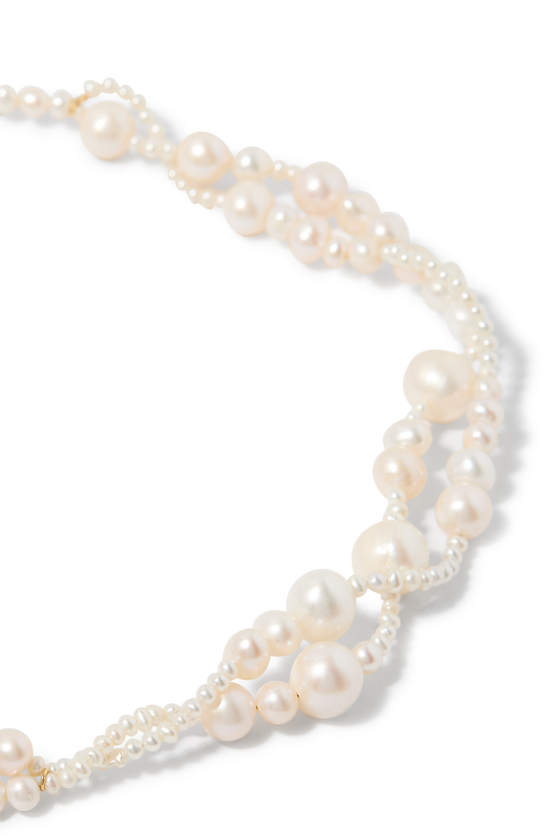 Edo Necklace, Recycled Sterling Silver Plated in 18k Yellow Gold &  Freshwater Pearls