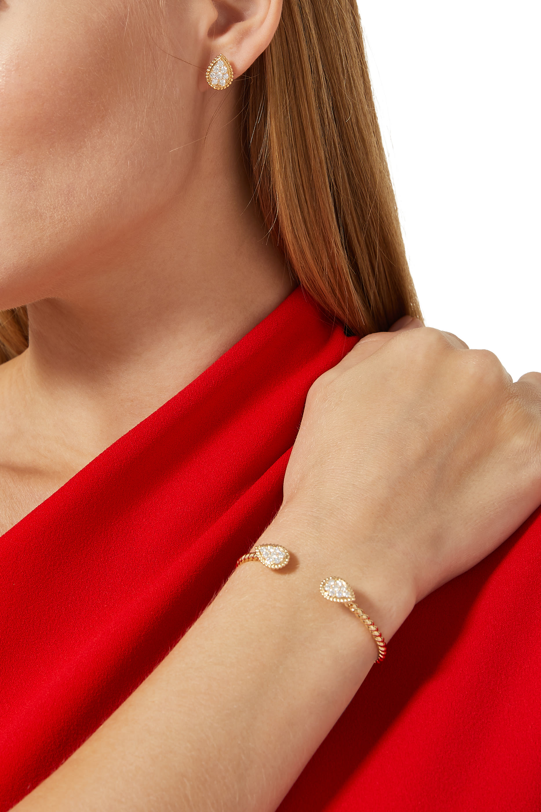 Serpent Boh&egrave;me S Motif Stud Earrings, 18k Yellow Gold & DIamonds