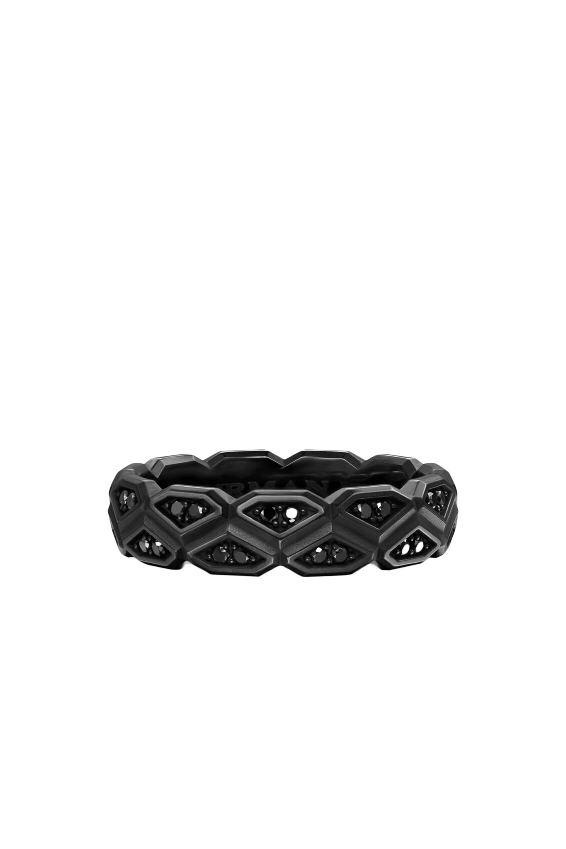  Hex Band Ring, Titanium & Black Diamonds