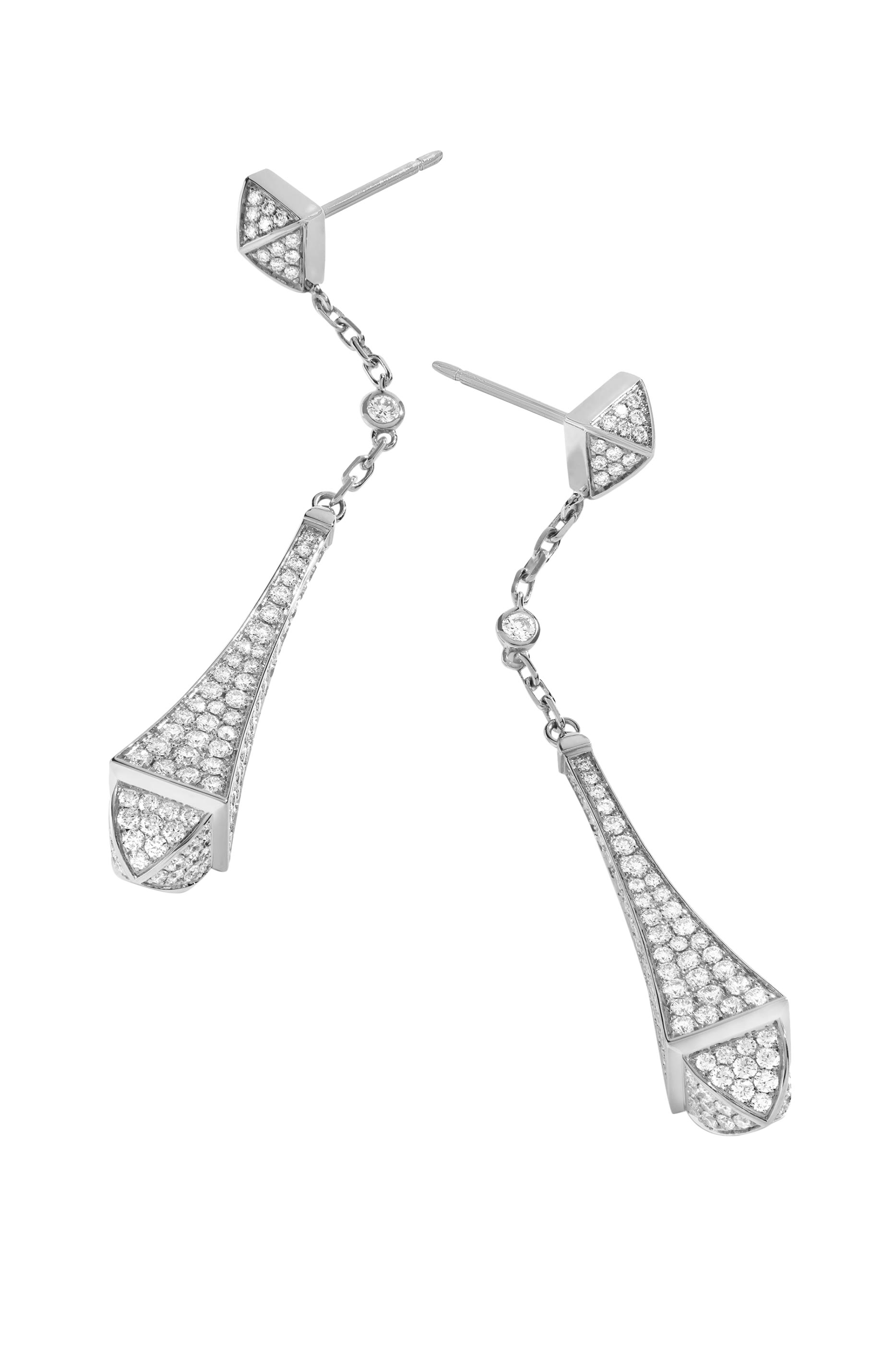 Cleo Full Diamond Teardrop Earrings, 18K White Gold & Diamonds