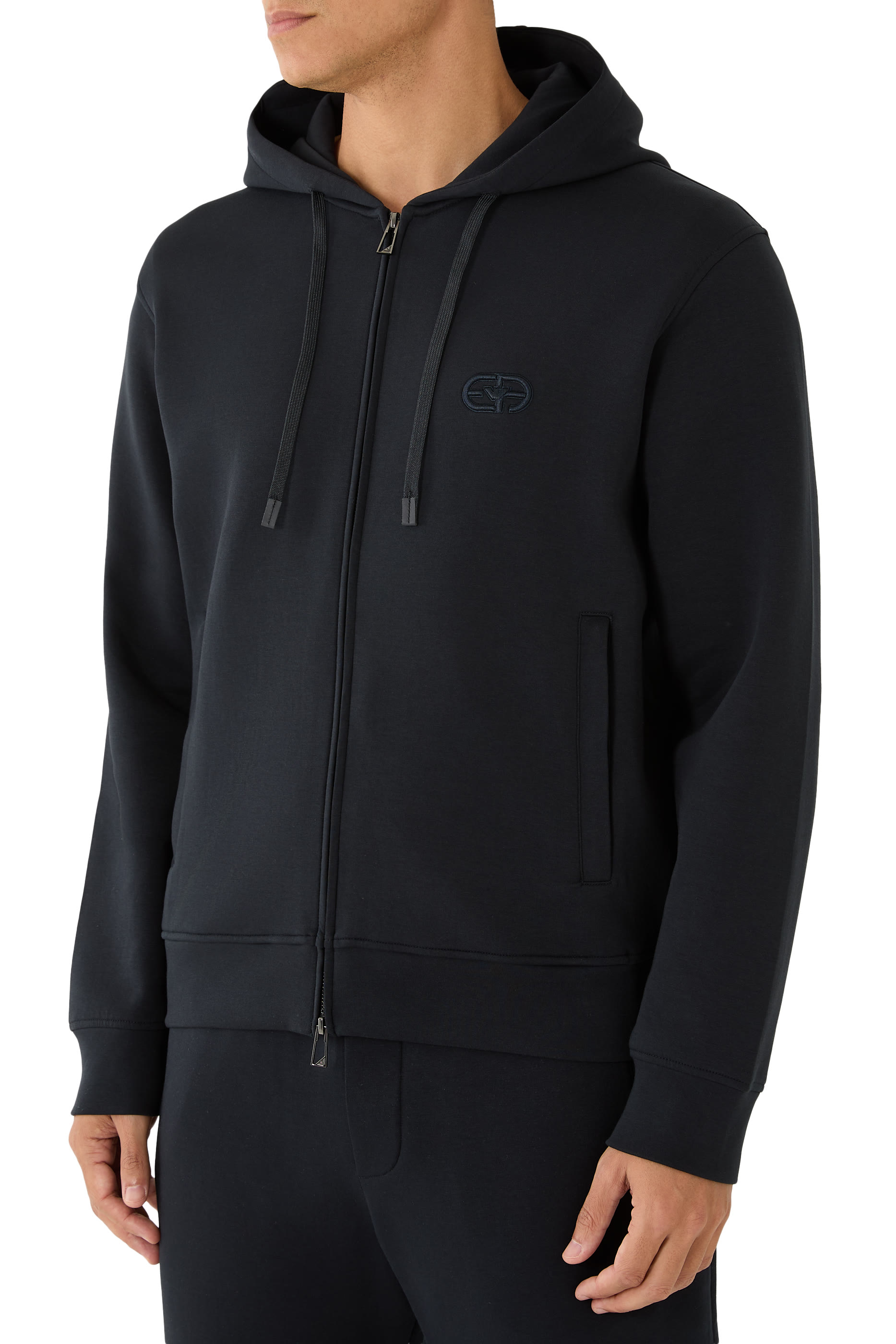 Embroidered EA Logo Zip-Up Hoodie