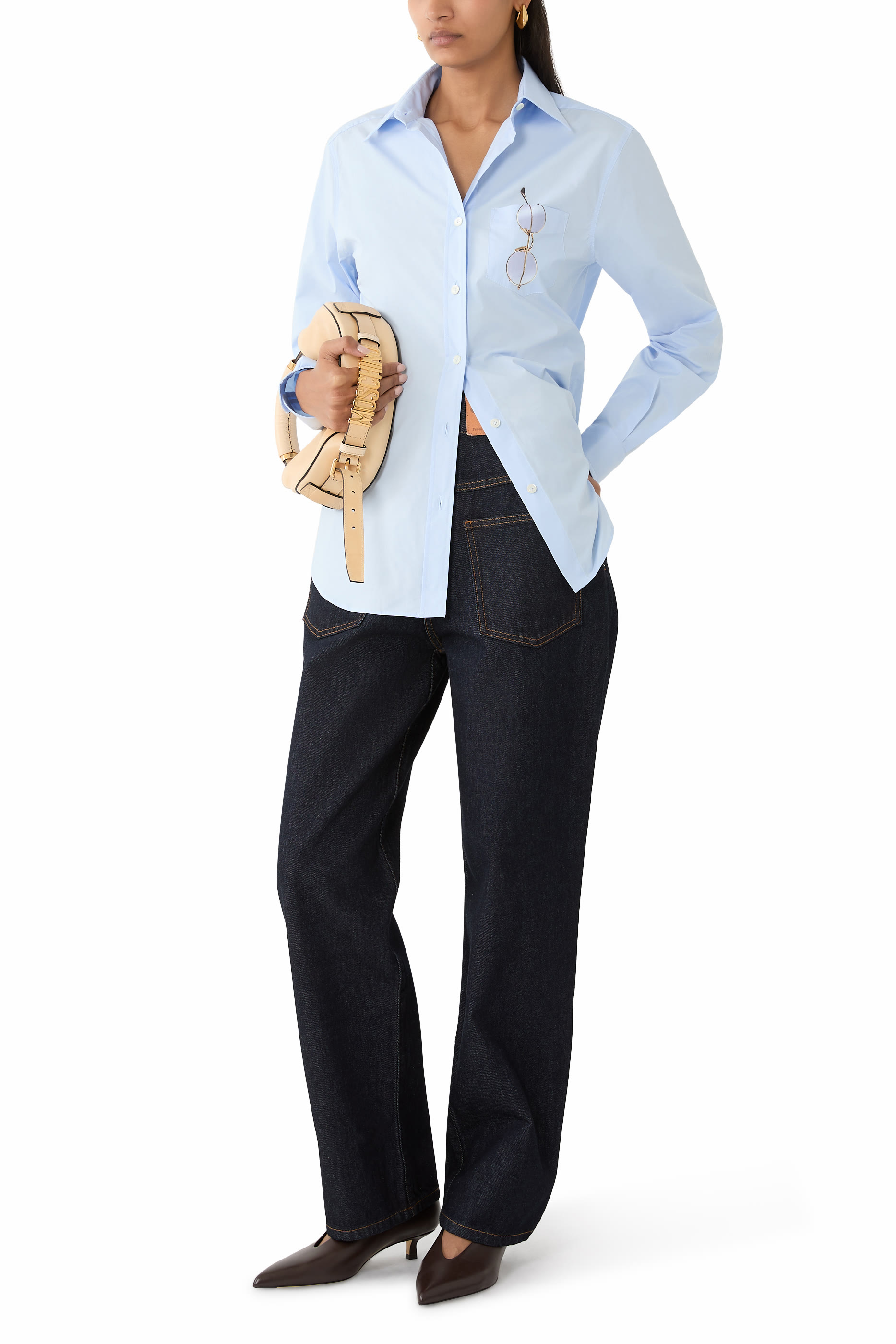  Printed Stretch Cotton Poplin Shirt