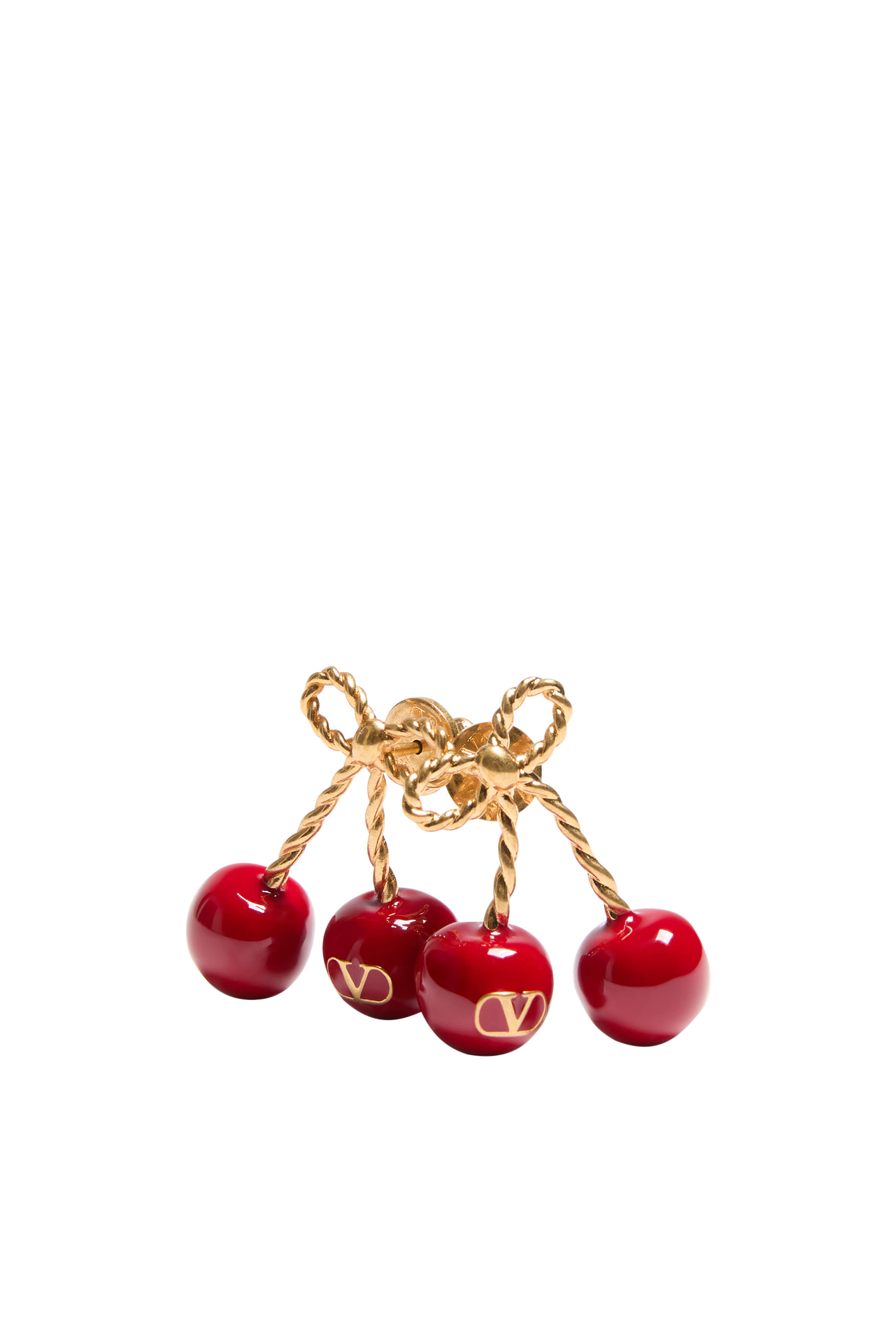Chez Valentino Cherryfic Metal and Enamel Earrings