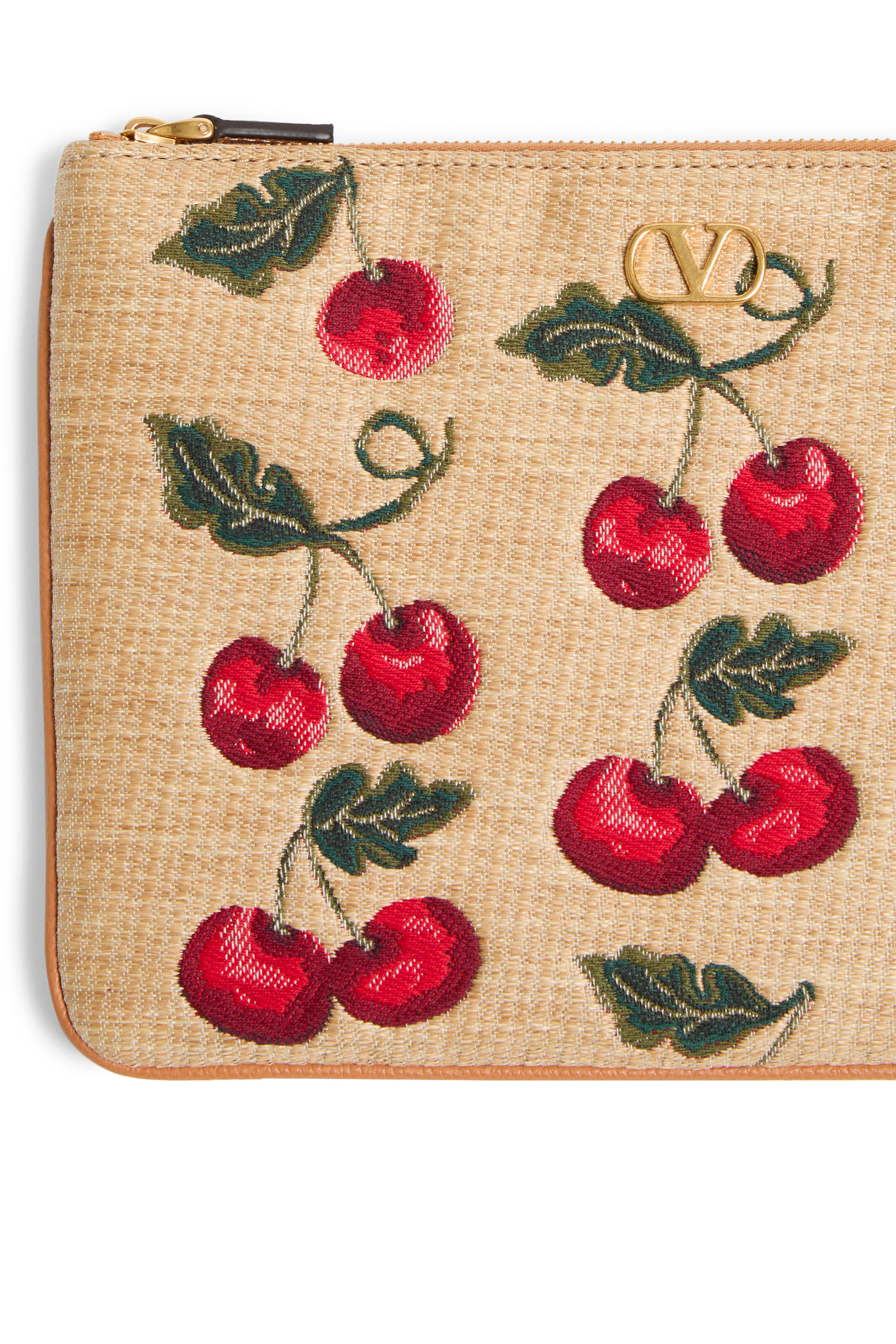 VLogo Signature Pouch in Jacquard Raffia