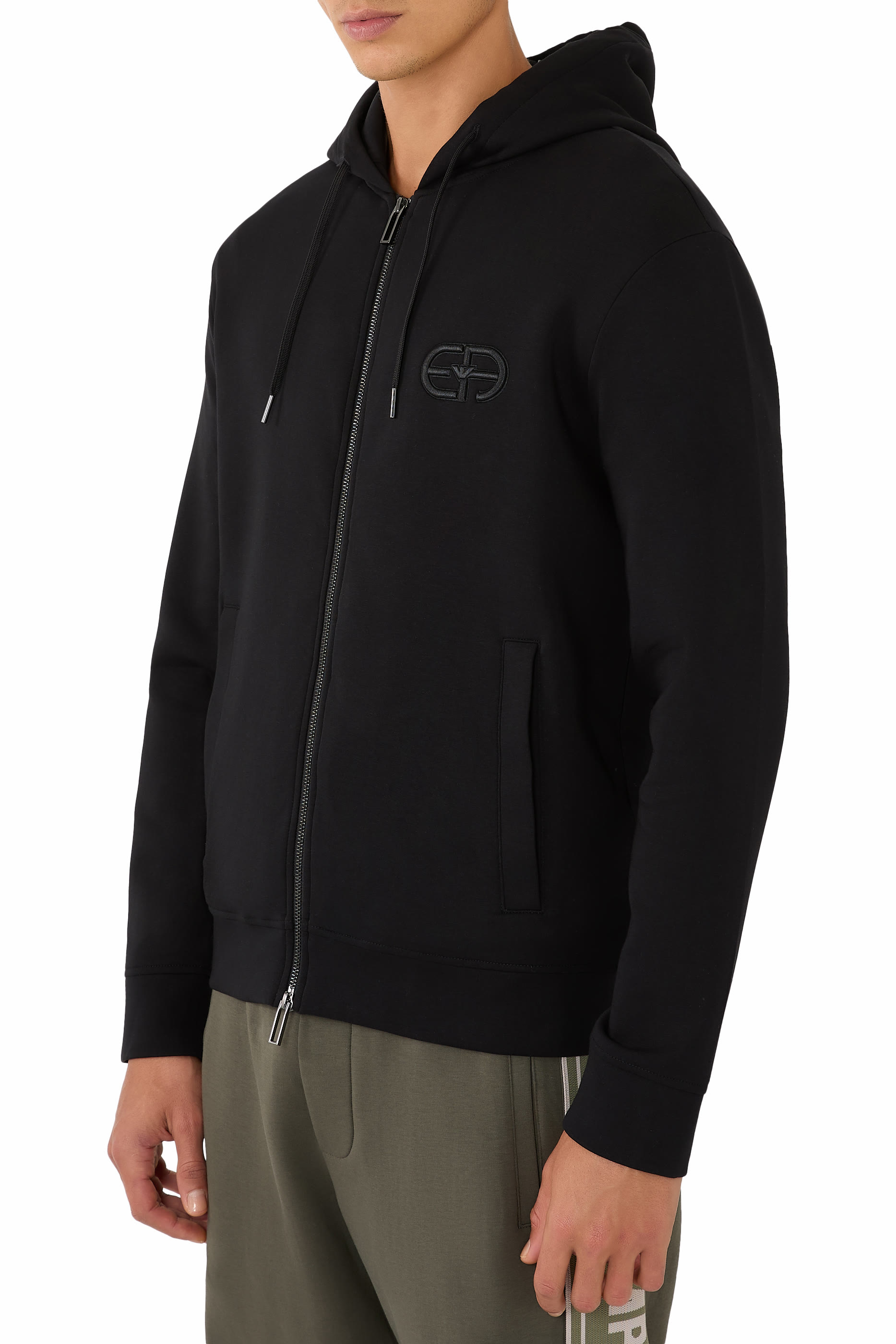Double-Jersey Zip-Up Hooded Sweatshirt 