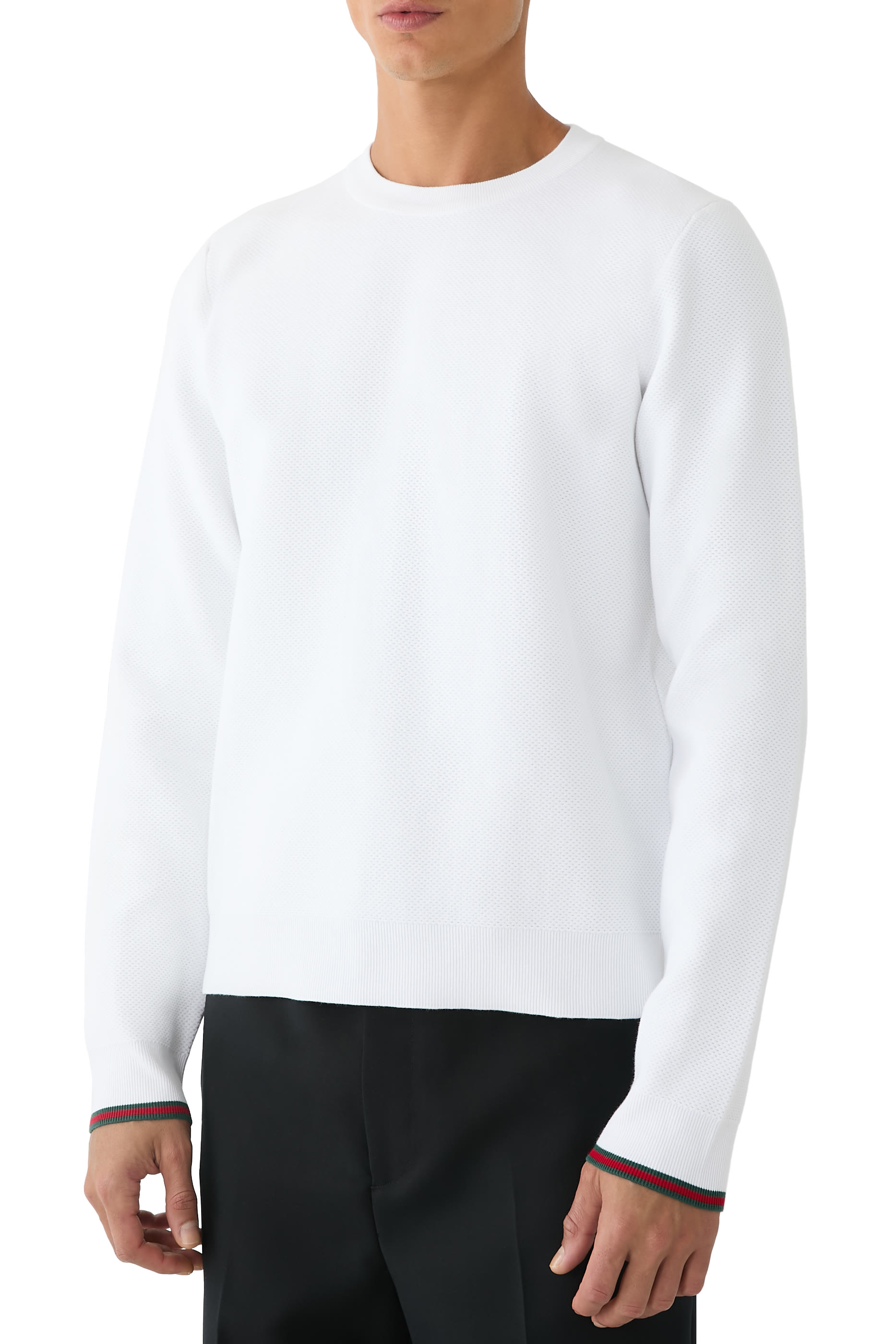 Cotton Piquet Sweater with Web