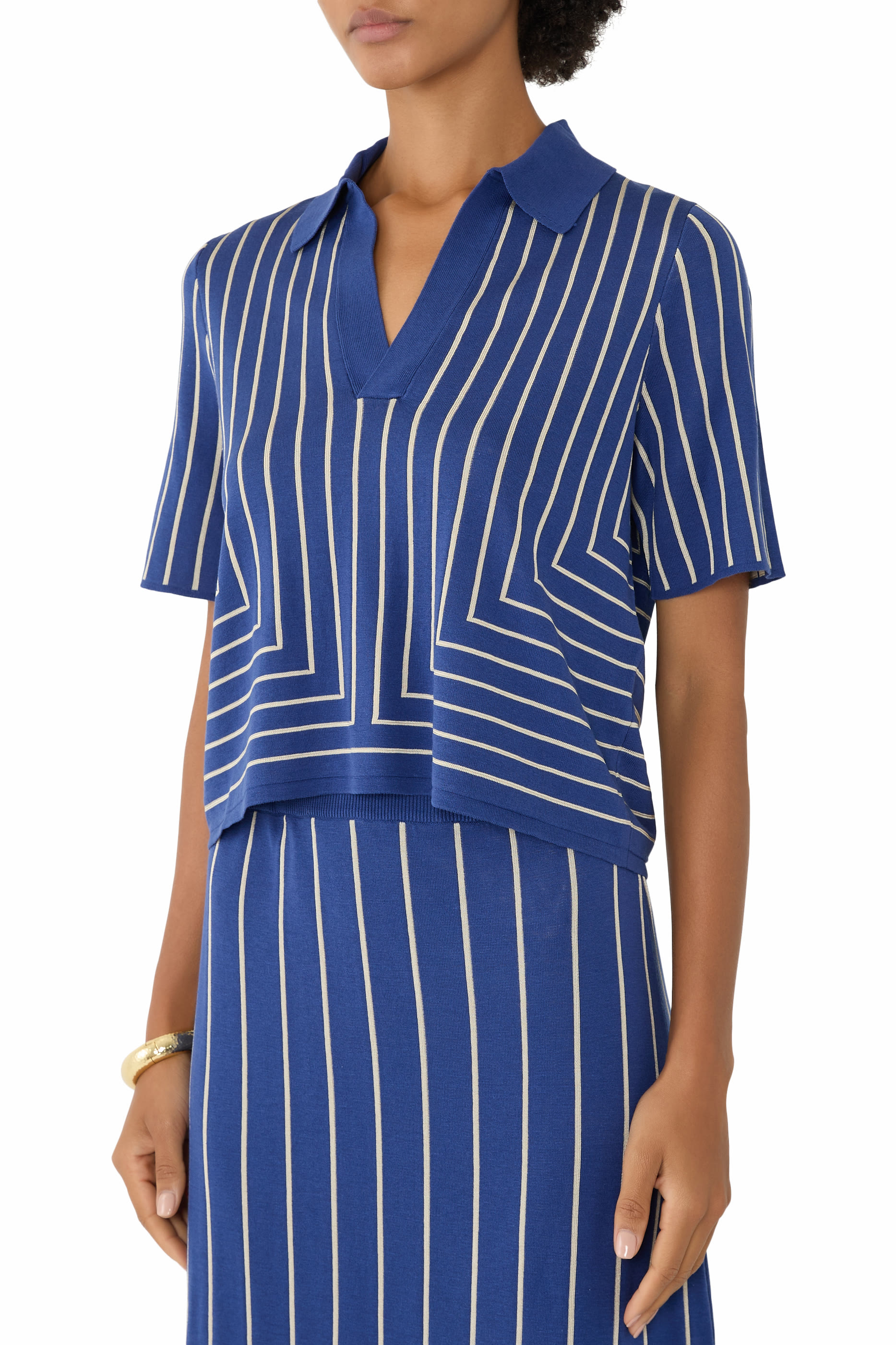 Geometric Jacquard Silk Blend Top