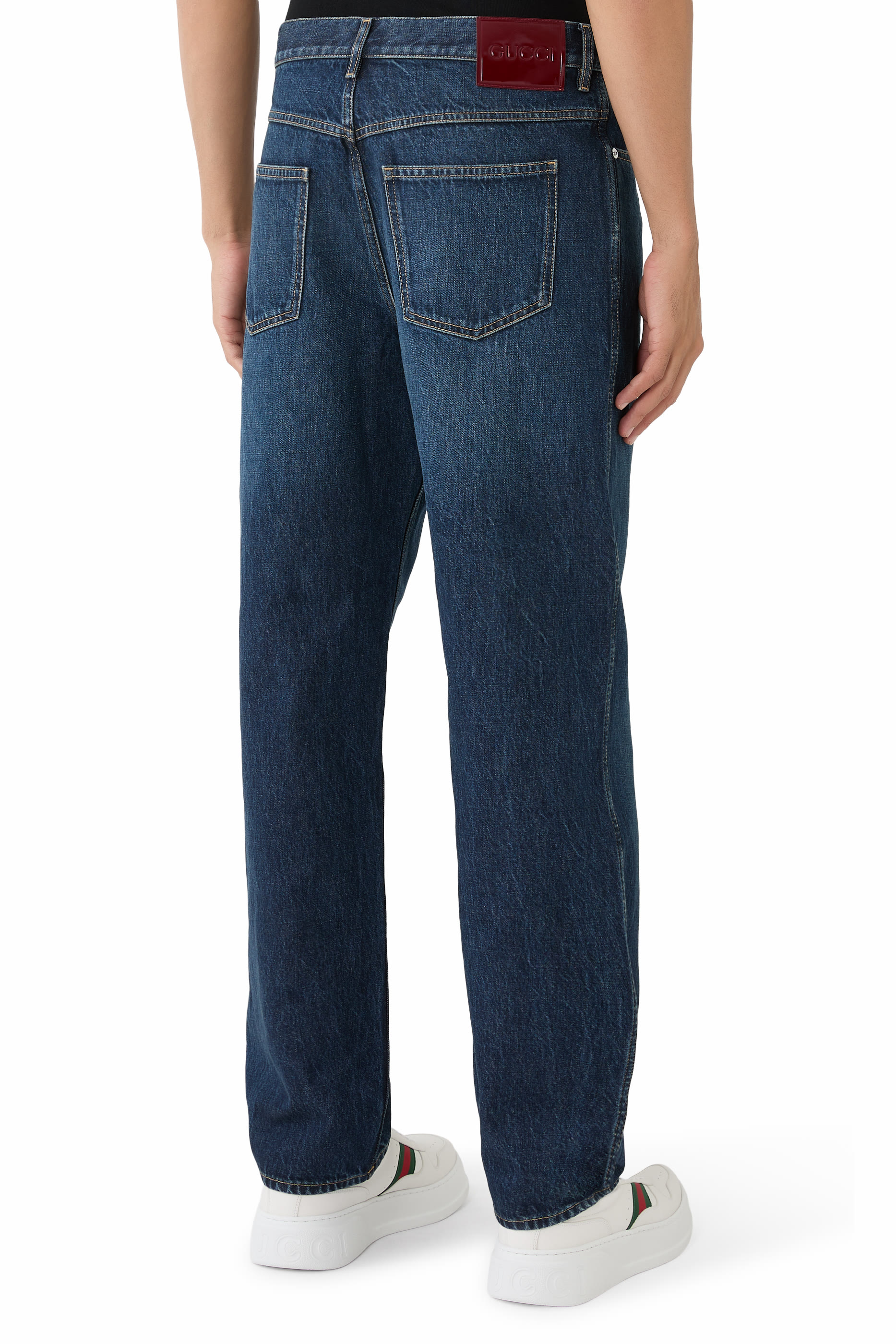 Logo Slim-Fit Cotton Denim Trousers