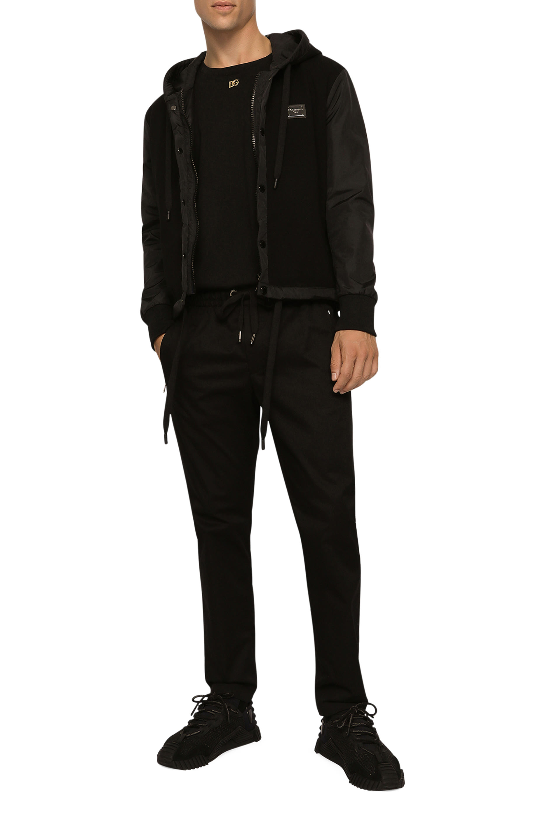 Stretch Cotton Jogging Pants with Logo Tag