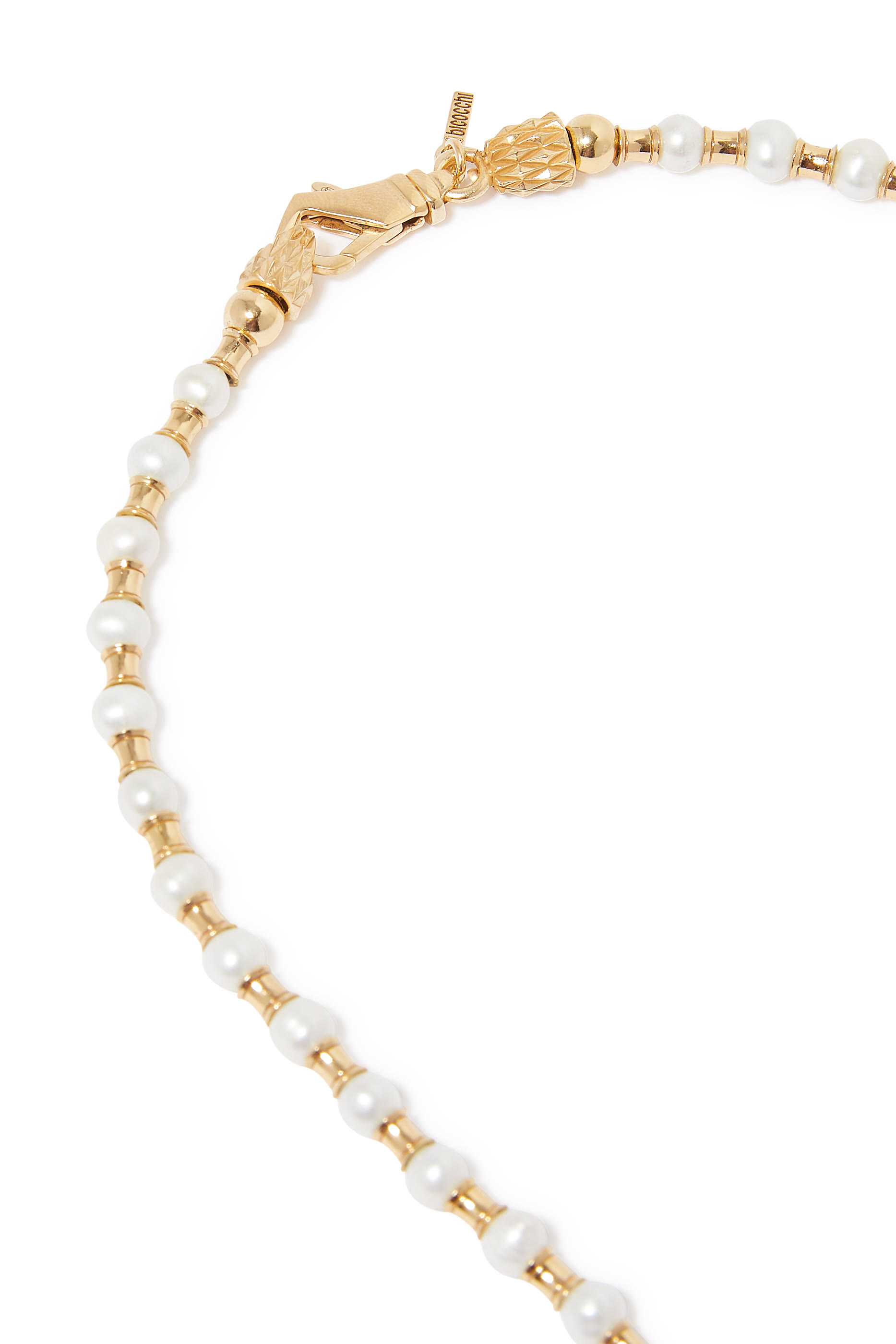 Pearl Spacer Necklace, 24k Gold-Plated Sterling Silver