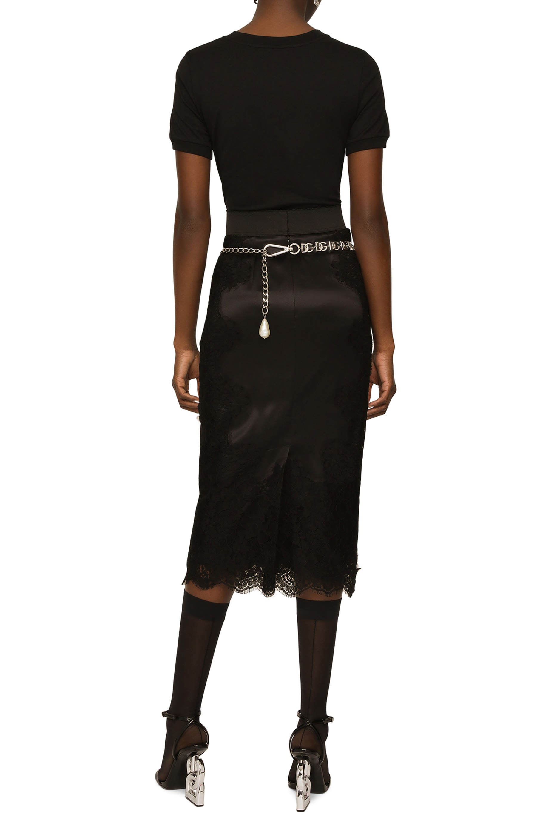 Cotton T-shirt with Crystal DG logo