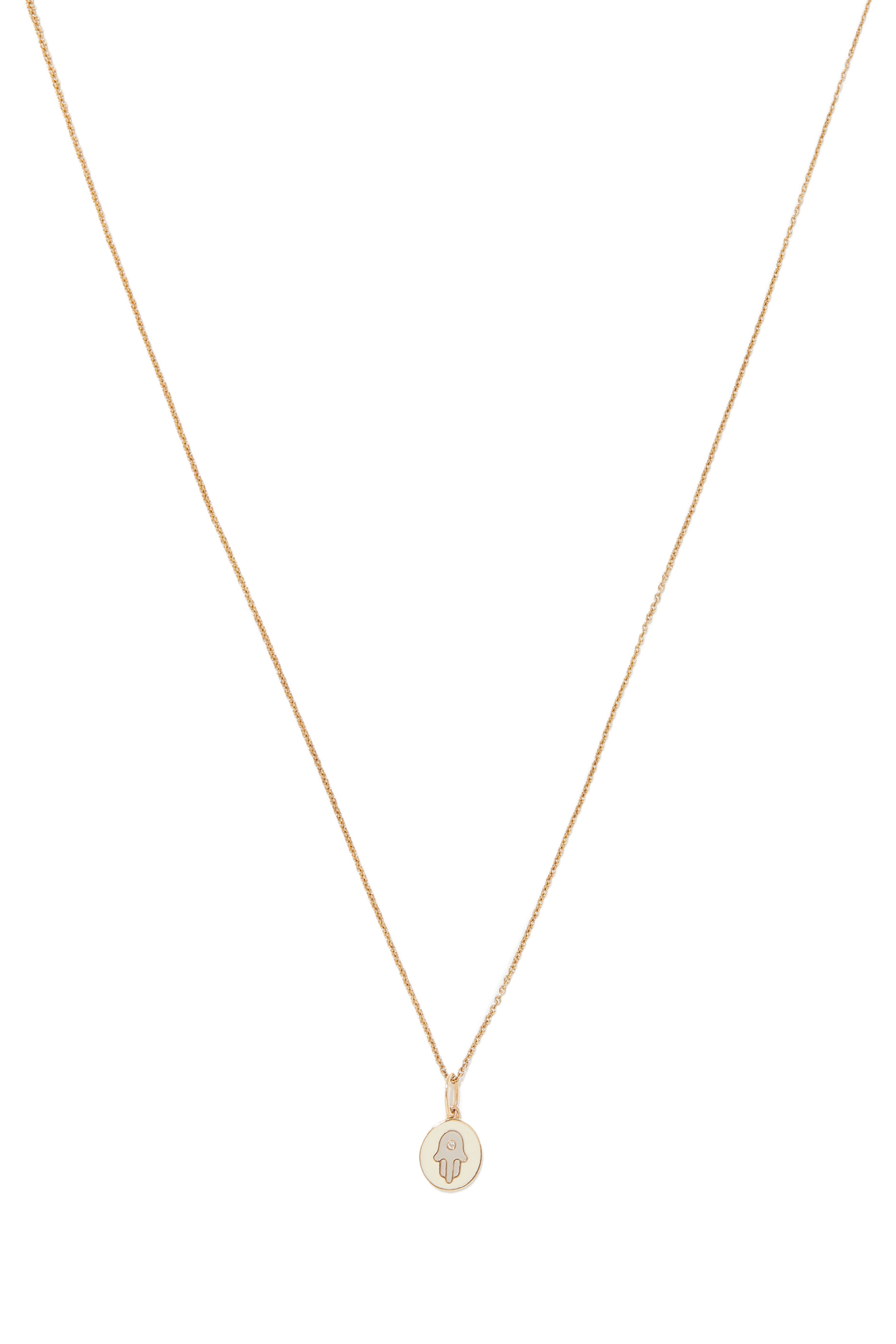 Kids Gold and Enamel Tiny Hamsa Medallion Necklace