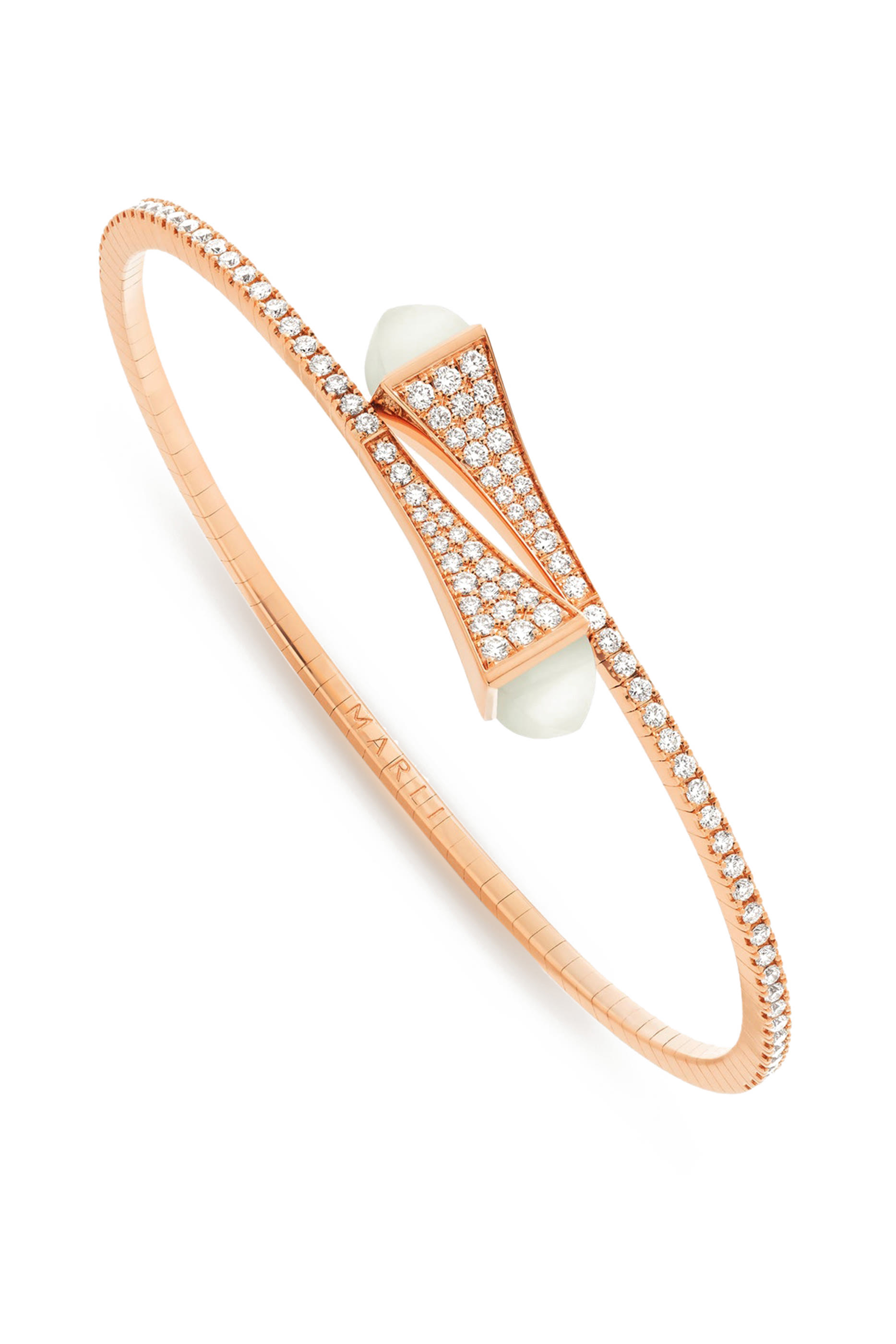 Cleo  Midi Bangle, 18k Rose Gold with Moonstone & Diamonds