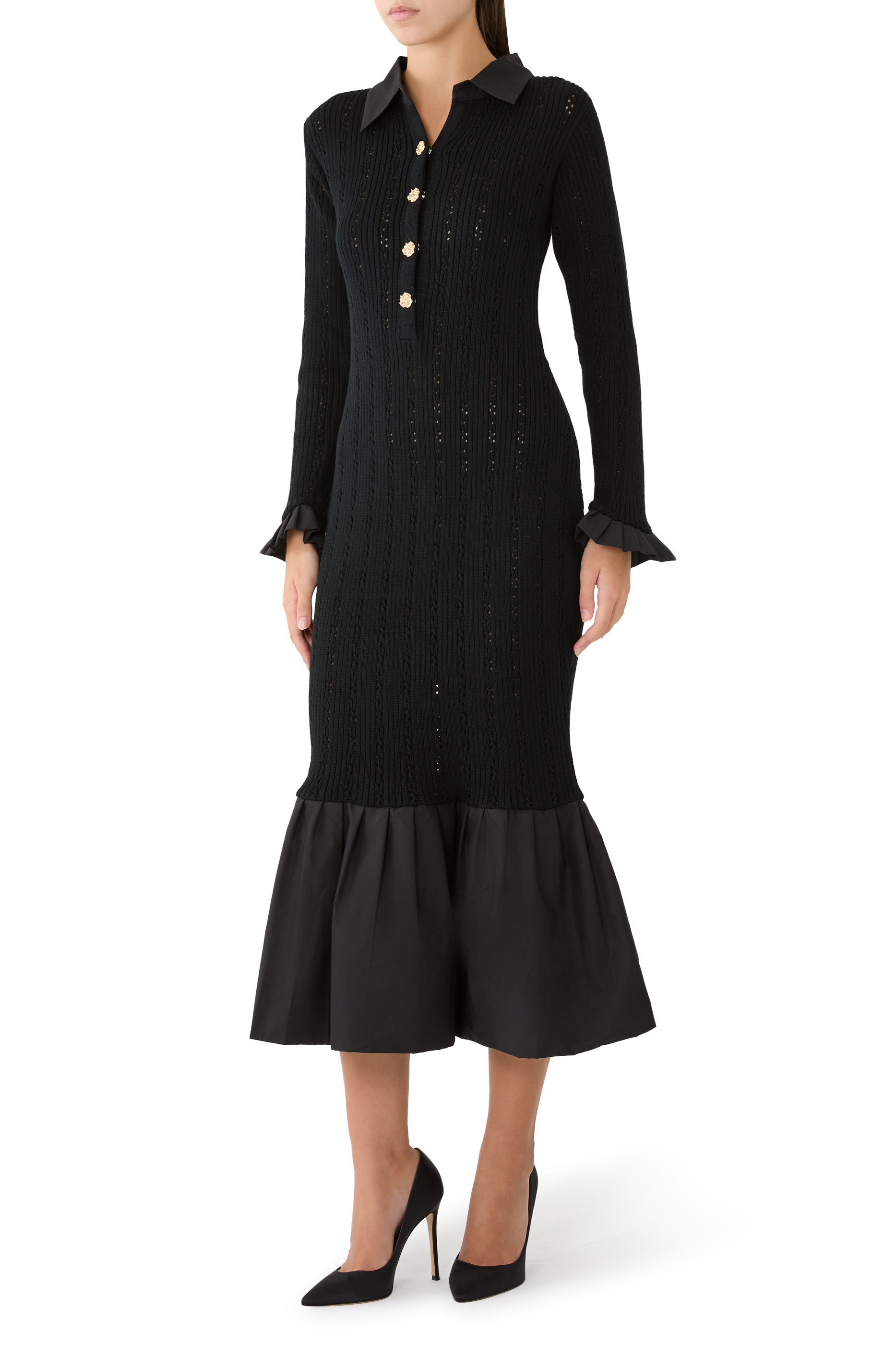 Crochet Knit Midi Dress