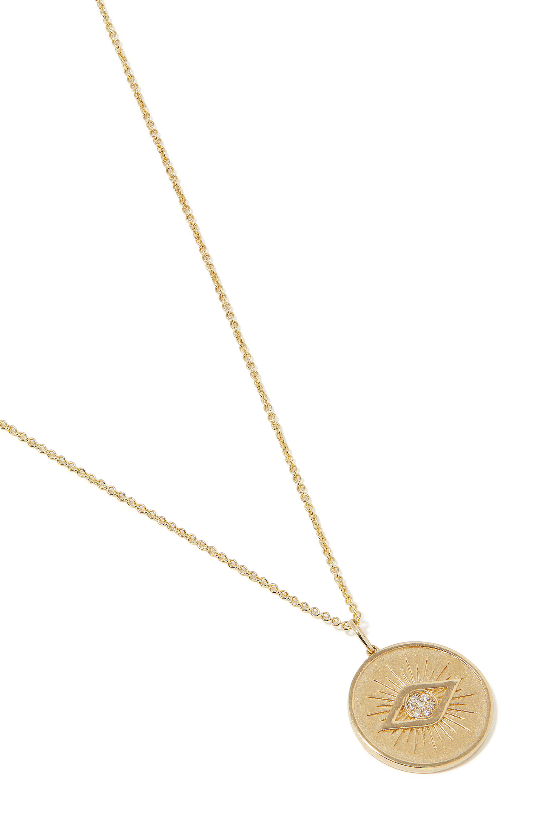 14K YG Diamond Evil Eye Coin Pendant