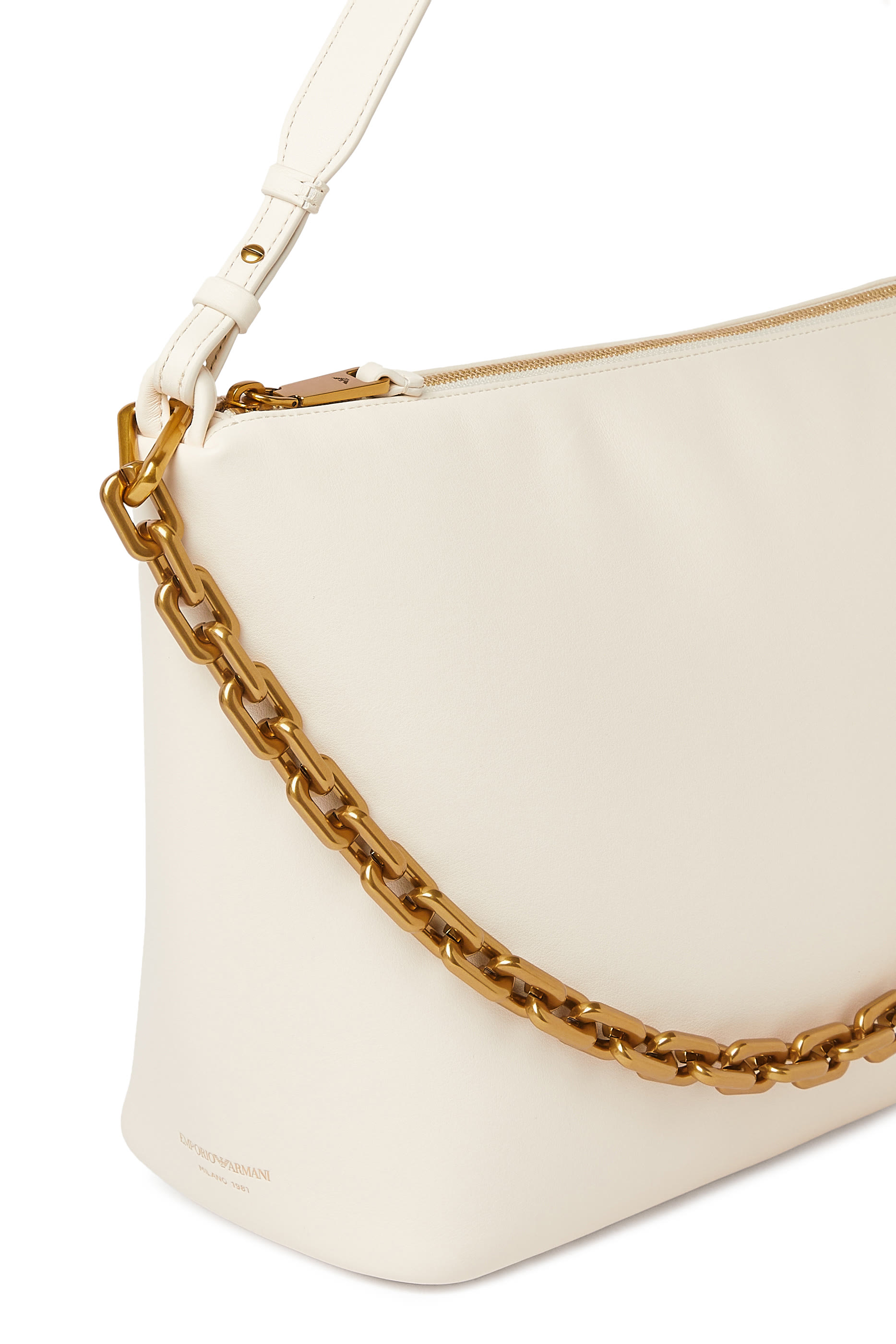 Medium Leather Hobo Bag with Chain