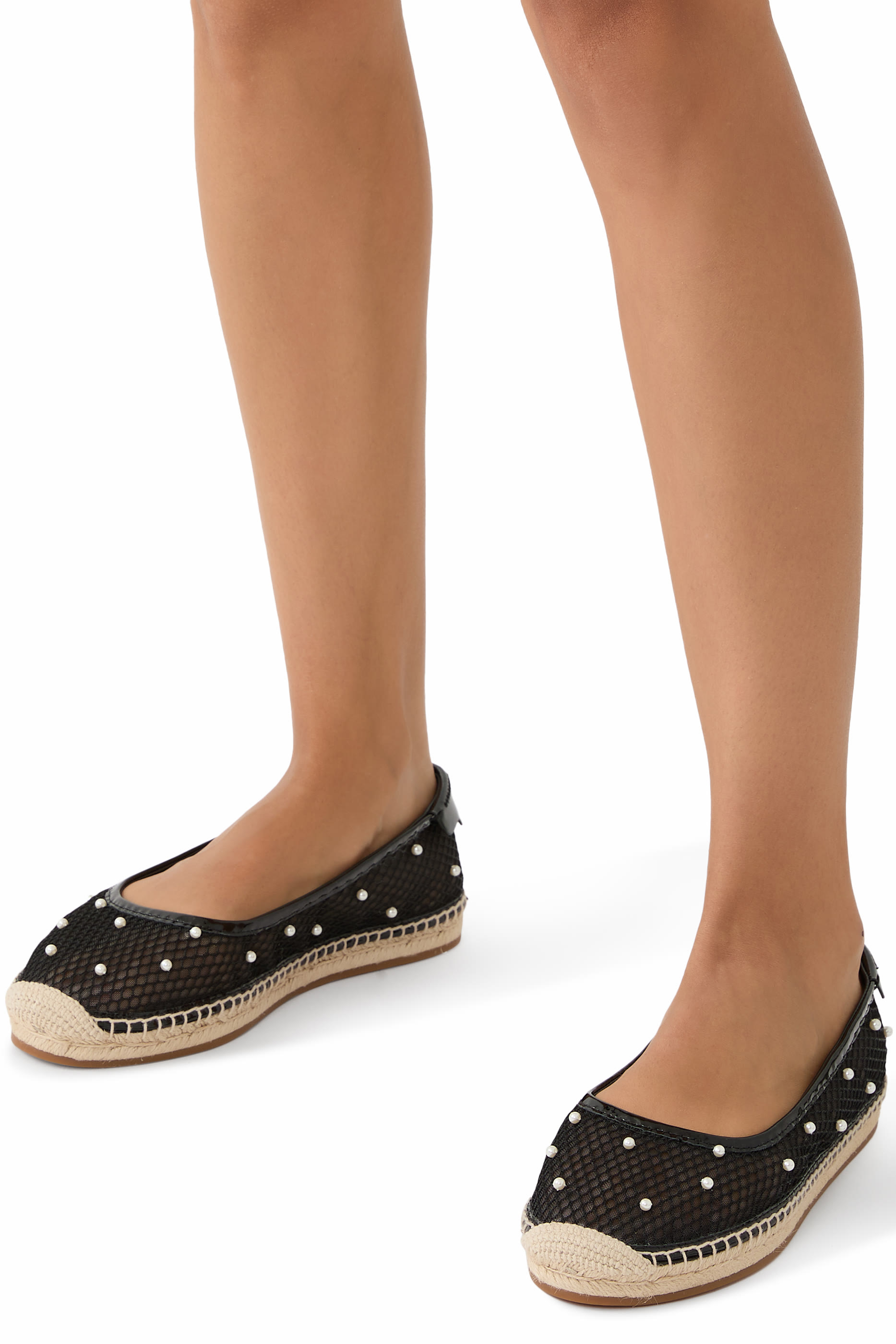 Pearl Fishnet Espadrille Ballet Flats