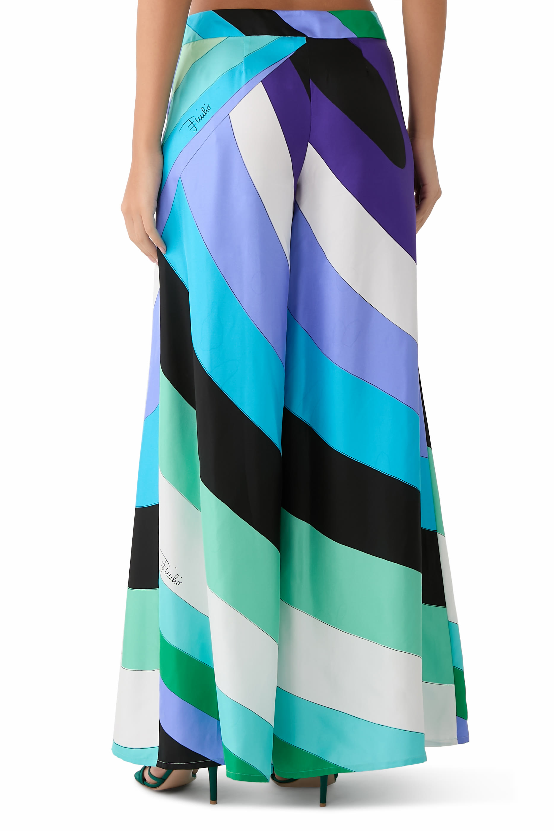 Iride Print Silk Twill Pants 