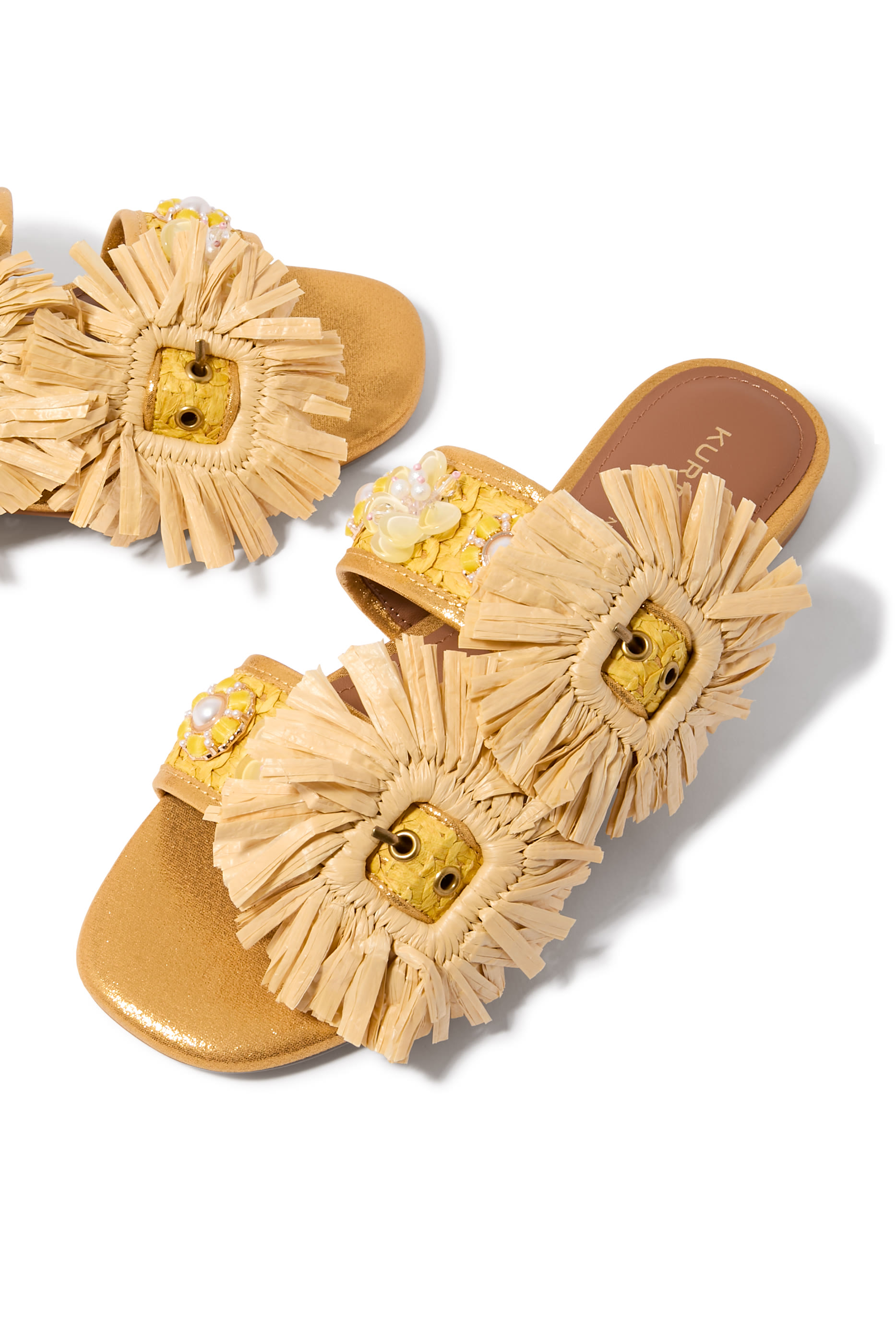 Raffia Buckle Flat Sandals