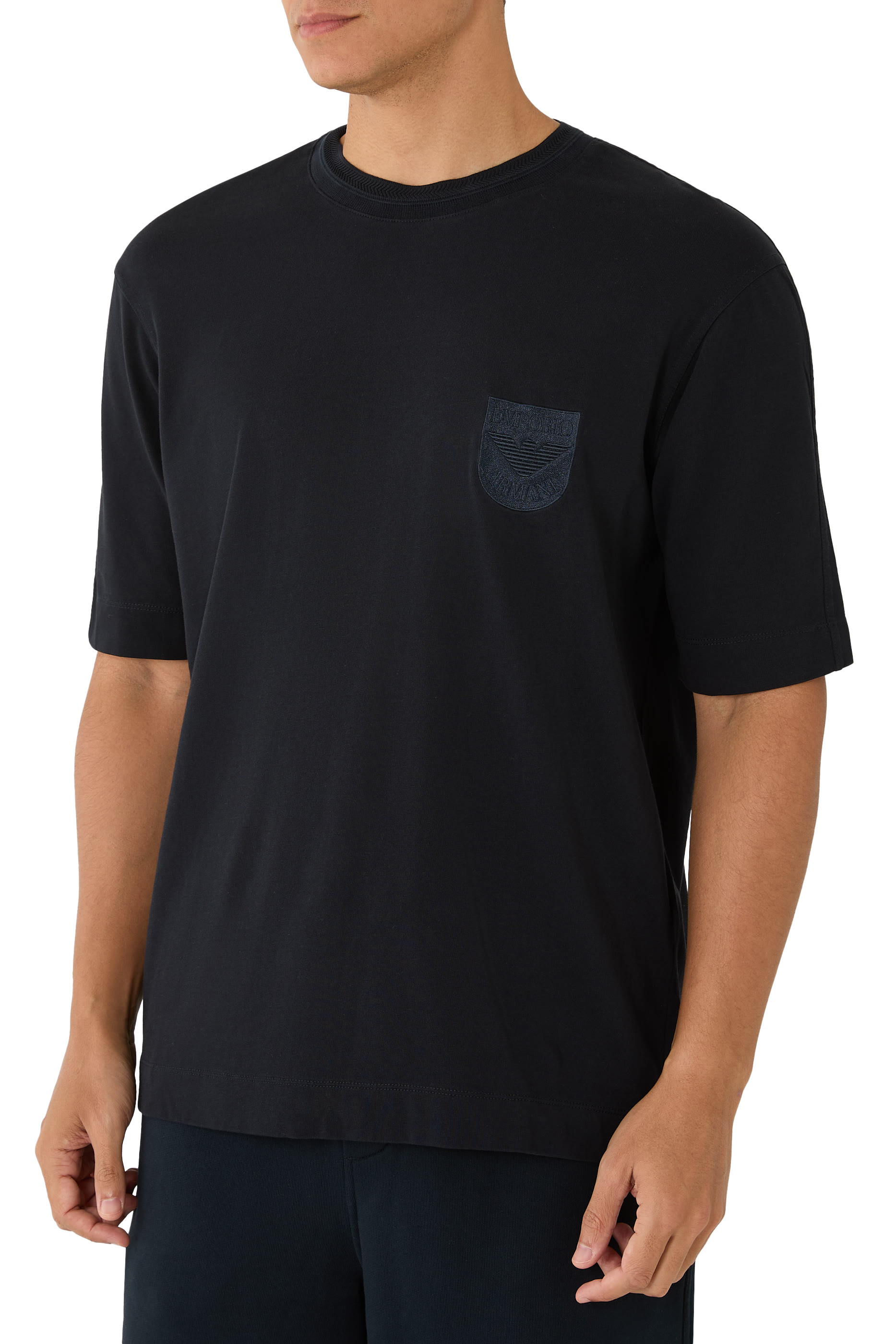 Heavy Jersey T-Shirt with Shield Embroidery