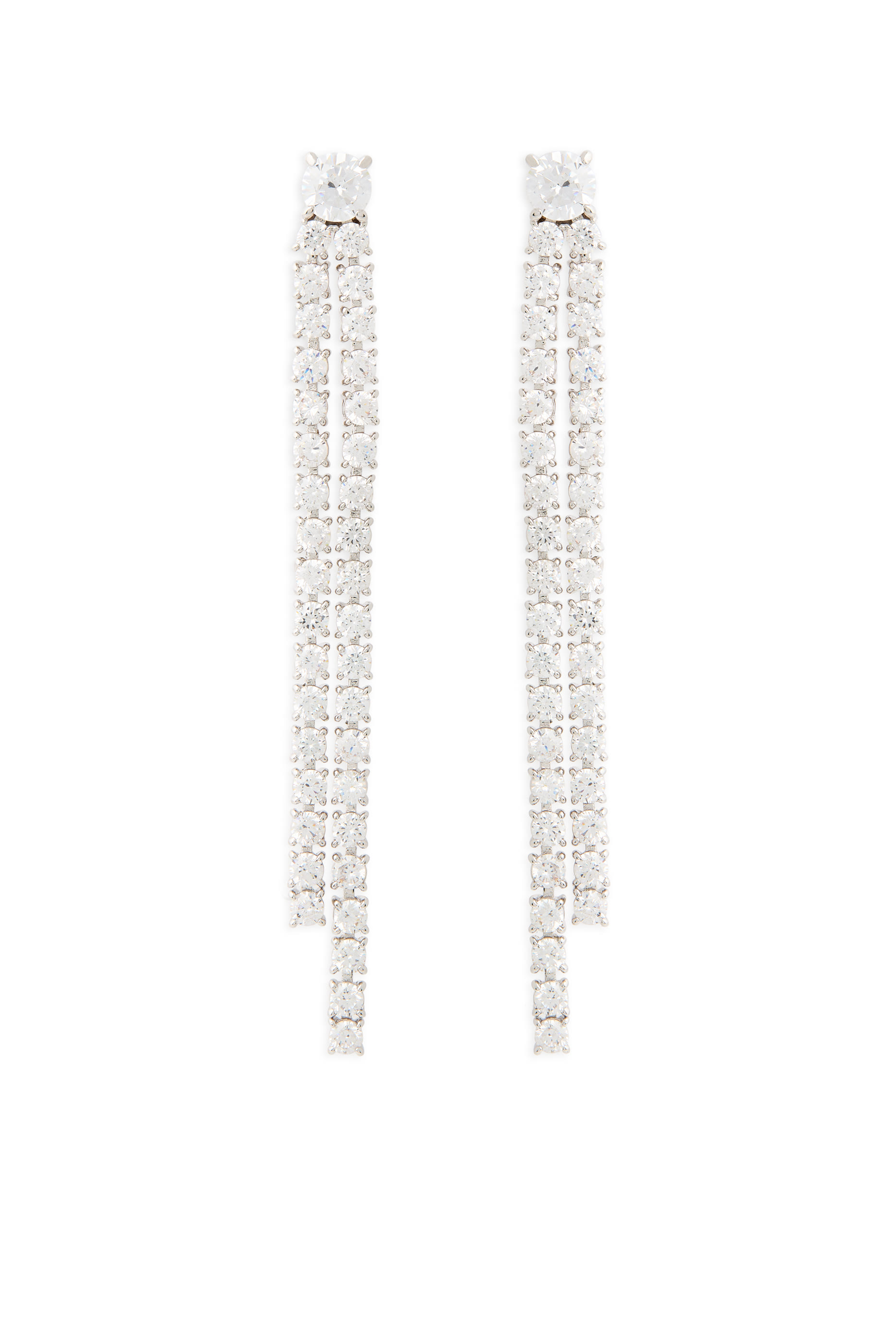 Solitaire Tennis Drop Earrings,  Sterling Silver & Cubic Zirconia