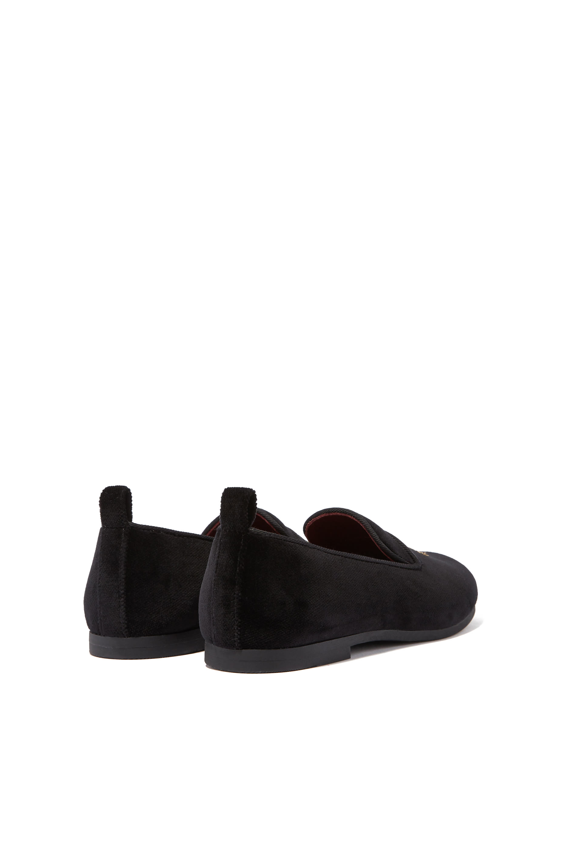 Kids Crown Detail Velvet Loafers