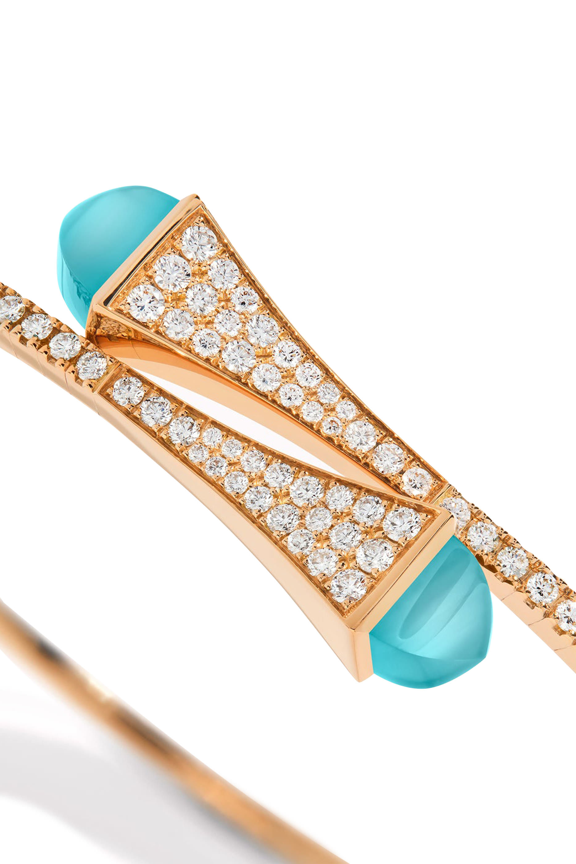 Cleo  Midi Bangle, 18k Rose Gold with Blue Chalcedony & Diamonds