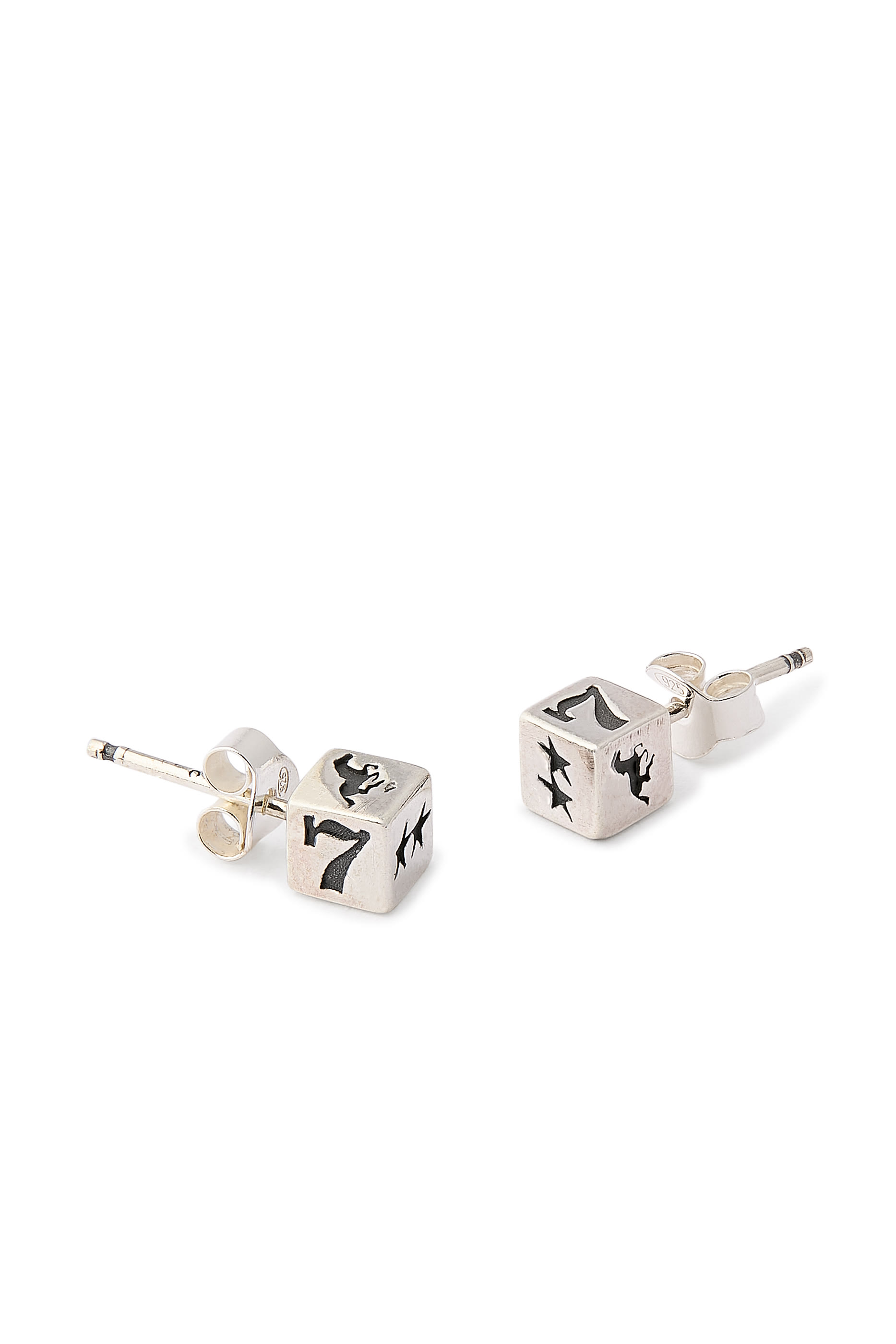Dice Stud Earrings,  Sterling Silver