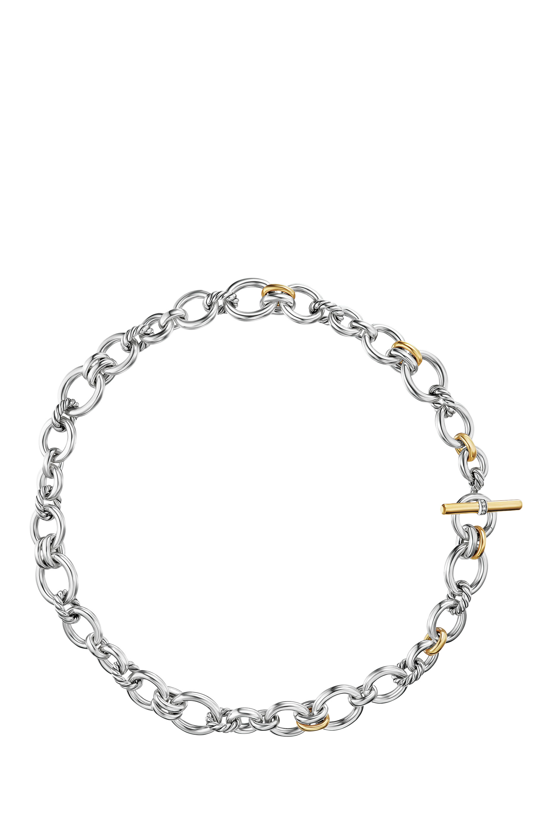 DY Mercer&reg; Chain Necklace, Sterling Silver with 18K Yellow Gold & Diamonds