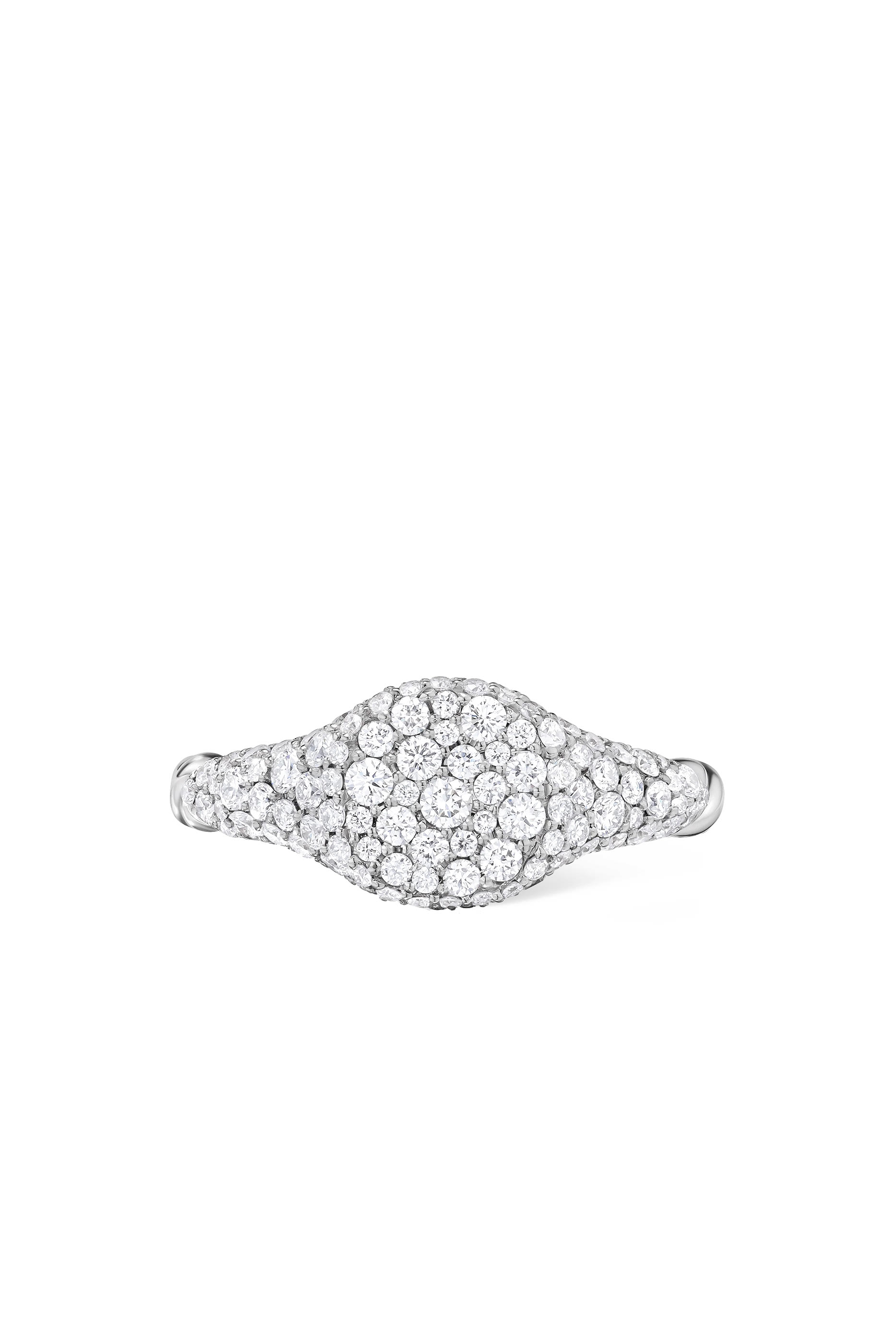 Mini Chevron Pinky Ring, 18K White Gold & Diamonds