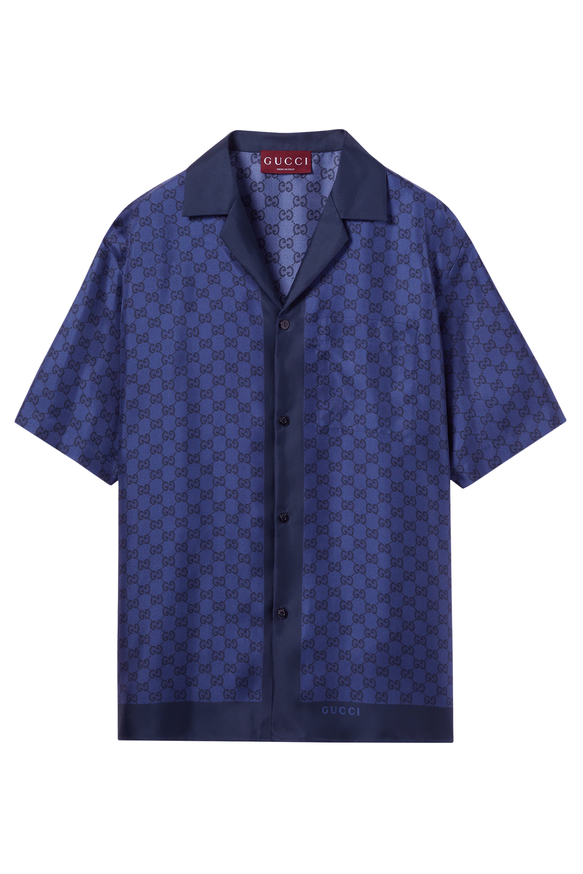 Printed Silk Twill Bowling Shirt 