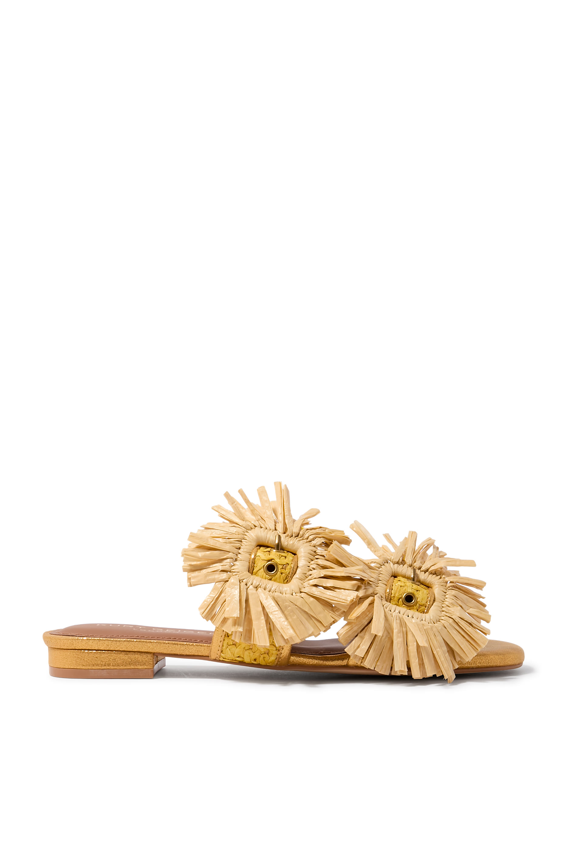 Raffia Buckle Flat Sandals