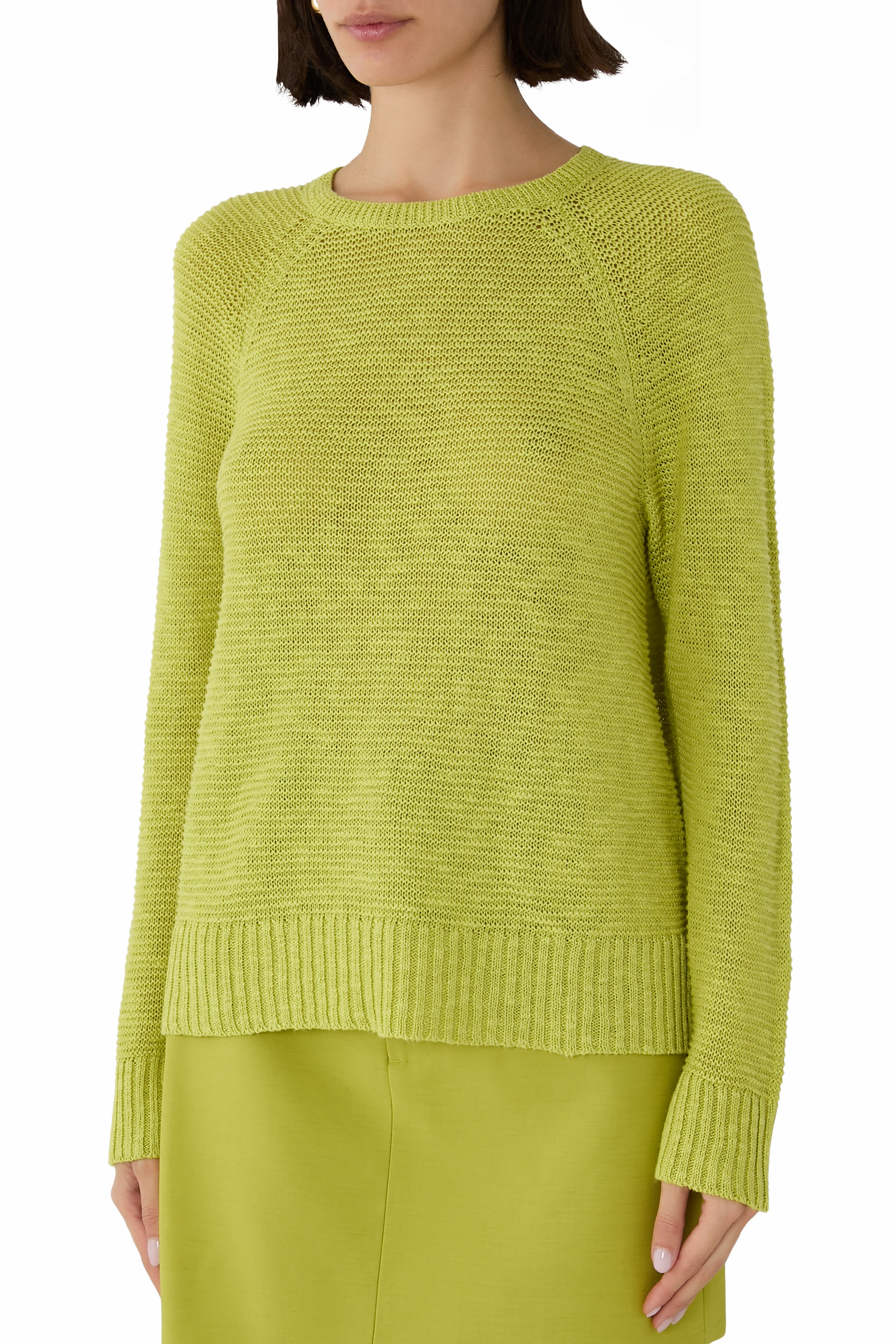 Organic Linen Cotton Slub Crew Neck Top