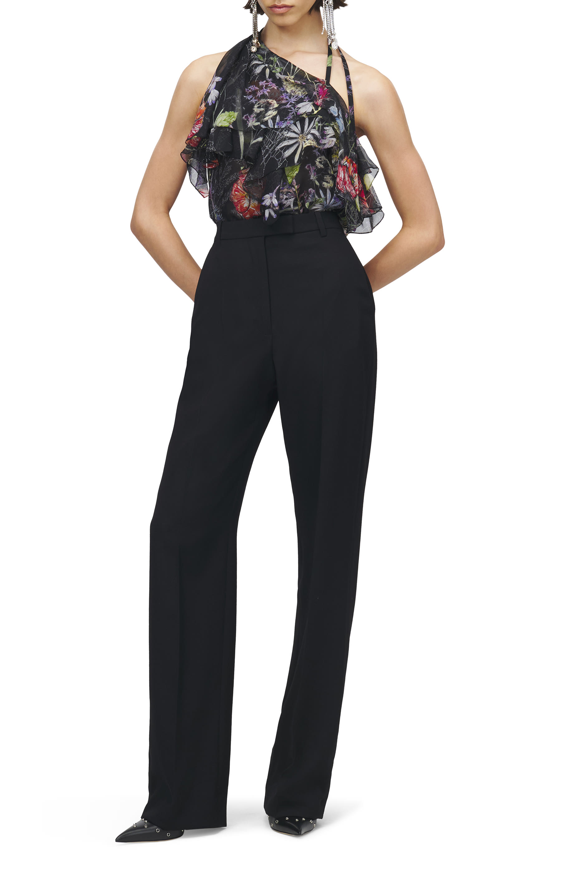  High-Waisted Tailored Trousers 
