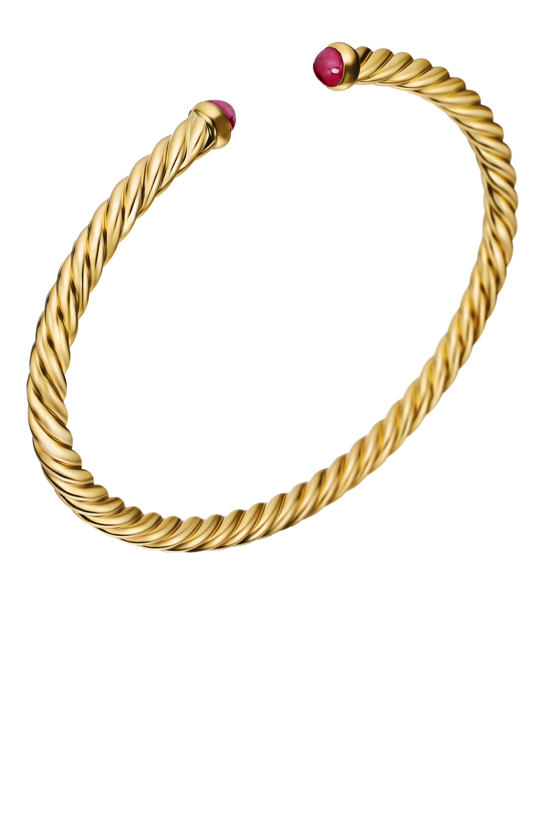 18K Yellow Gold & Rubies Cable Flex Bracelet 