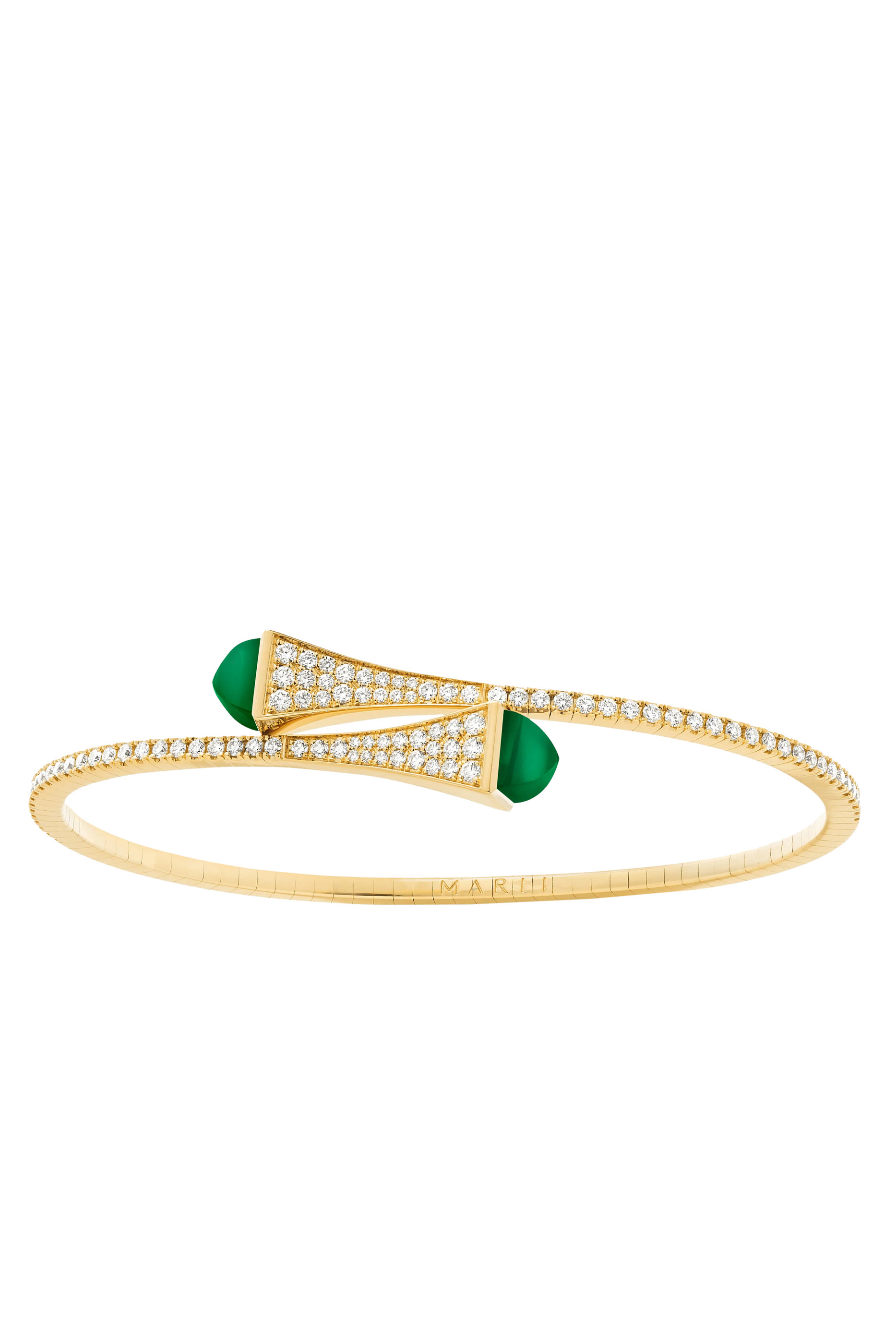 Cleo Midi Bangle, 18k Yellow Gold with Agate & Diamonds