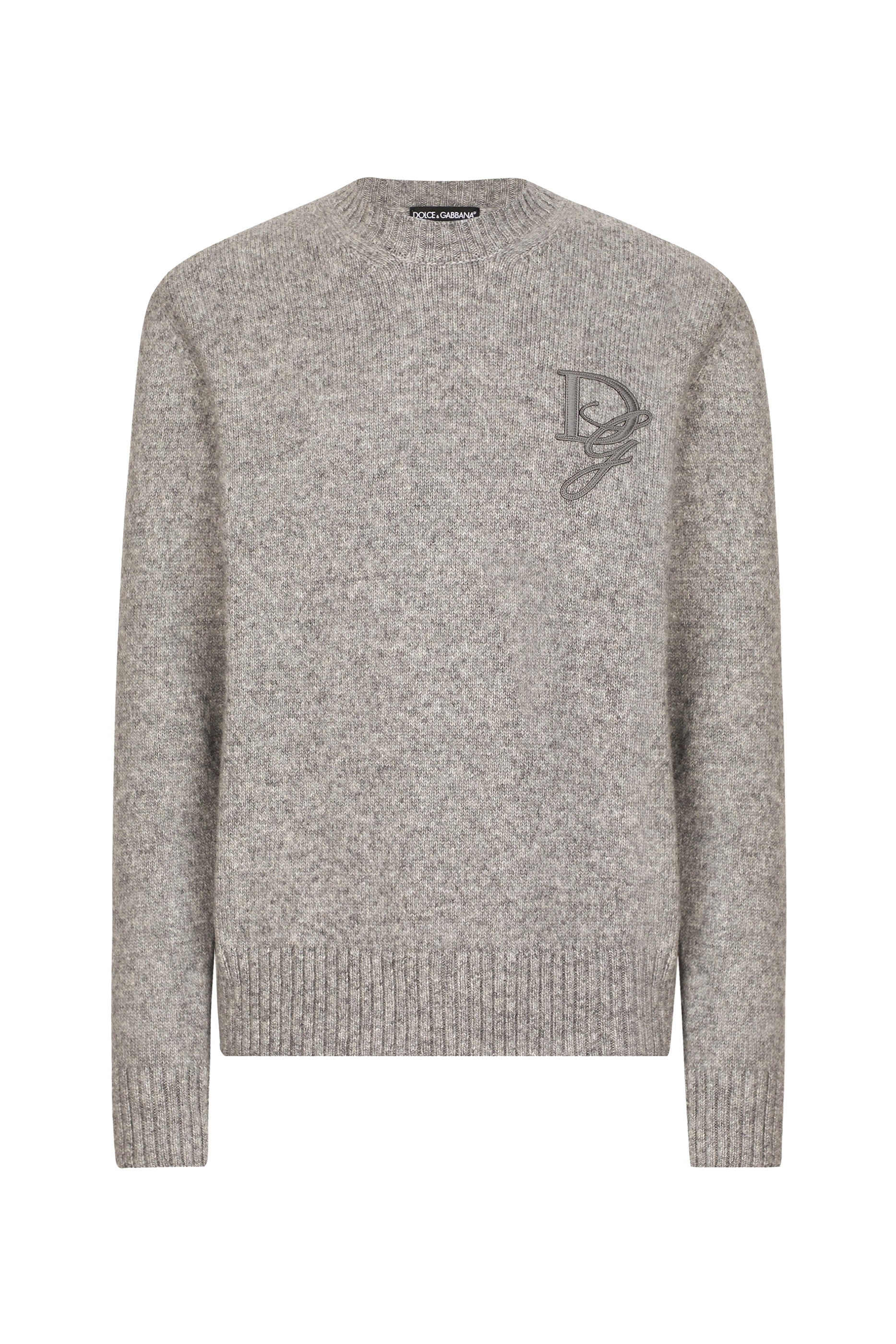  Round-Neck Wool Sweater with DG Embroidery