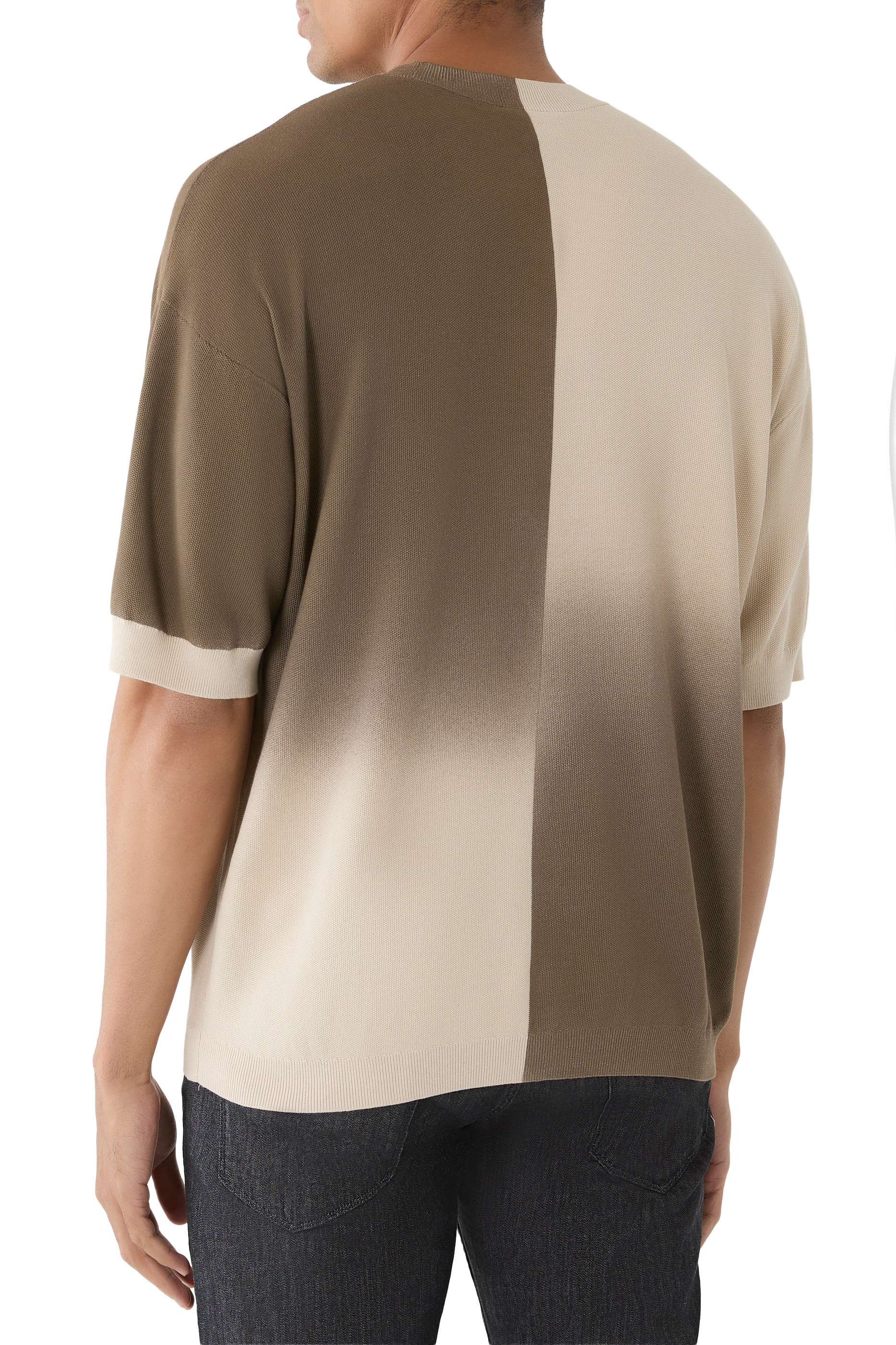 Colour-block Gradient Cotton T-Shirt