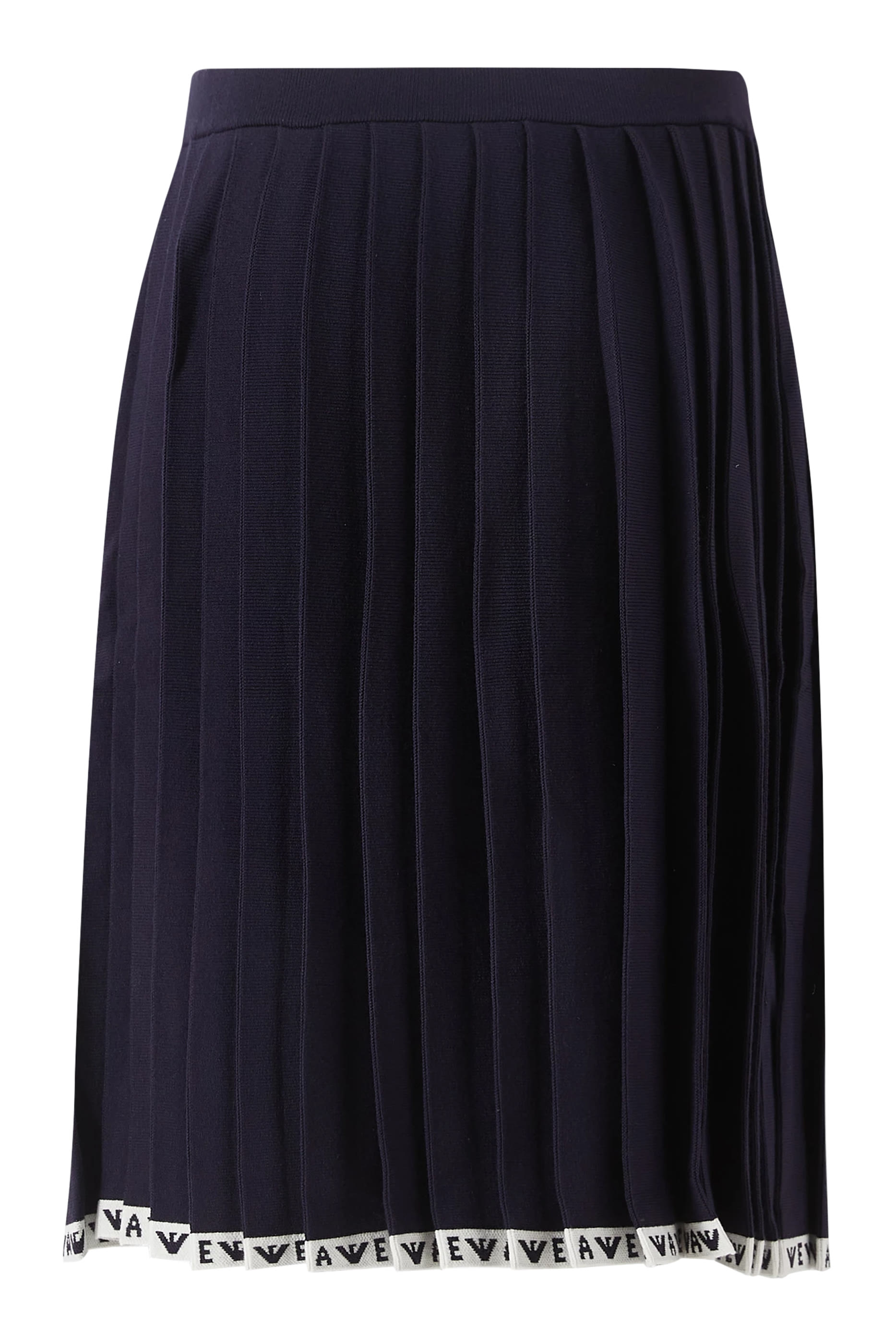 Kids Pleated Knit Skirt with Logo Trim